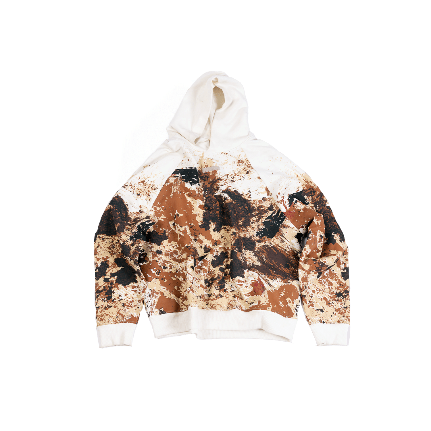 WHITE* Oversized unisex hoodie with printed Mud texture (White)