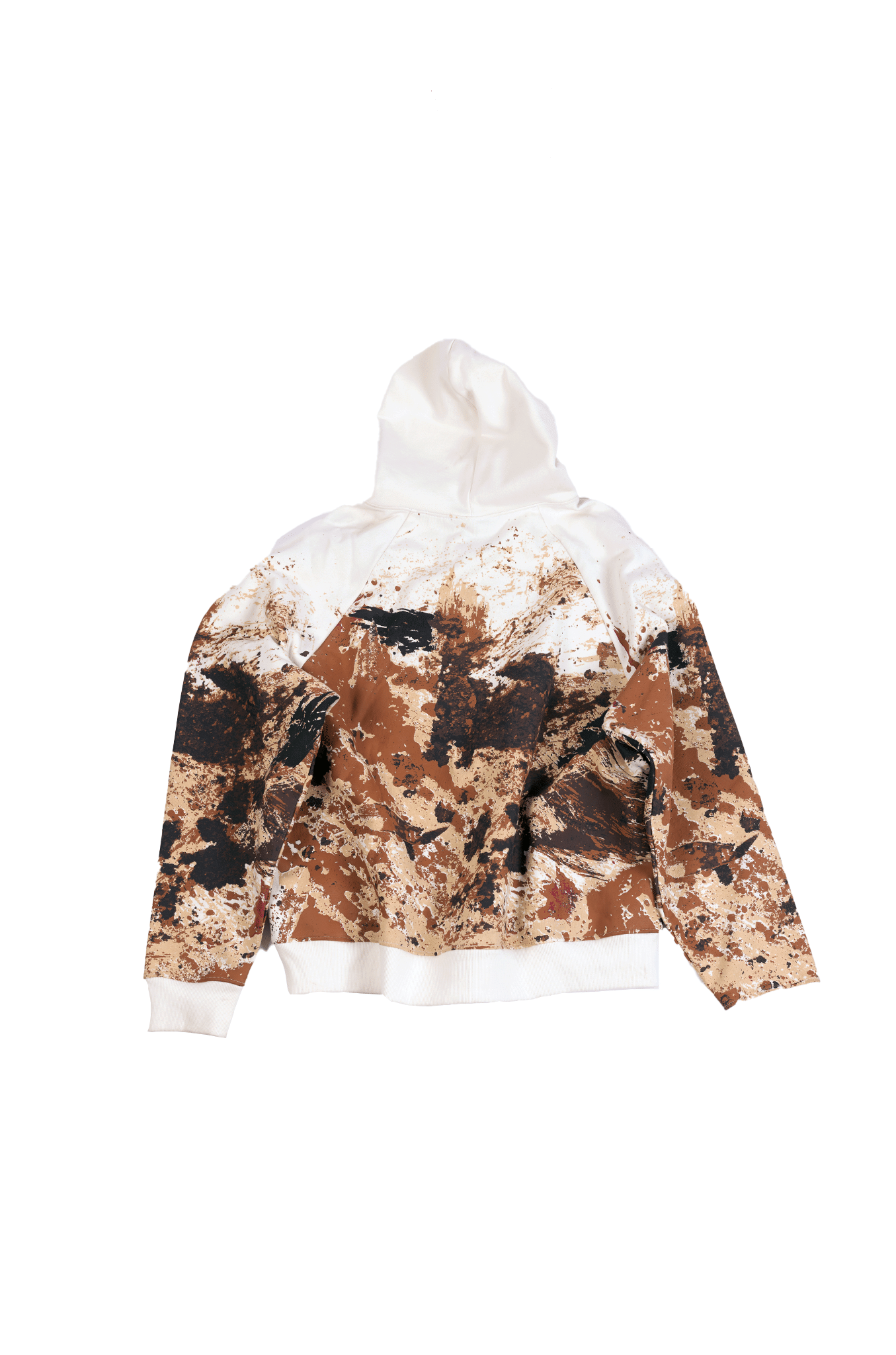 WHITE* Oversized unisex hoodie with printed Mud texture (White)
