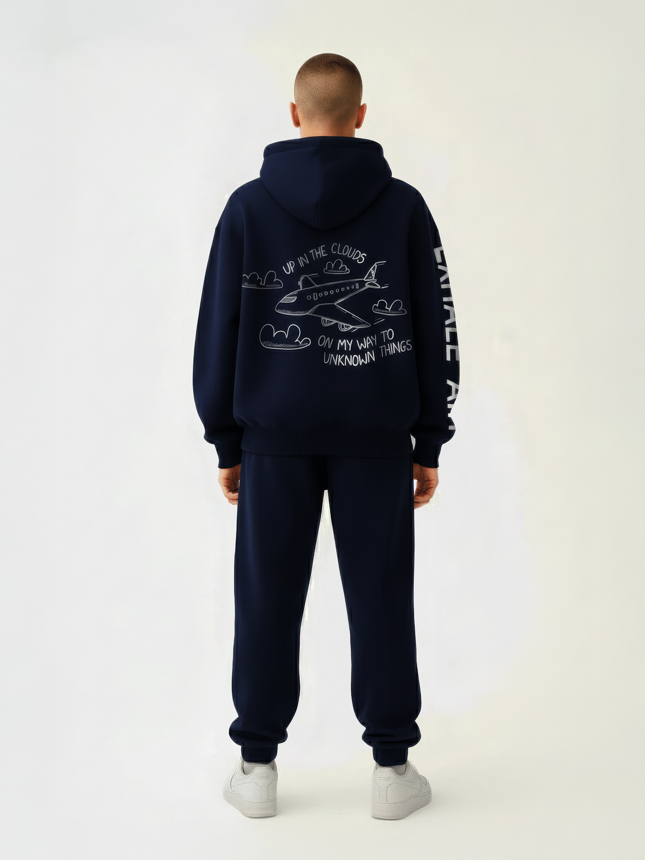 Exhale Label Oversized Hoodie Blue - Up In The Cloud