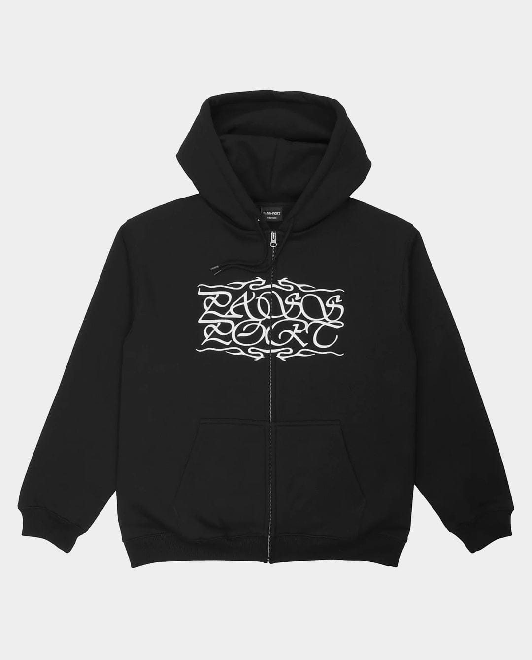 Passport - Calligraphy Zip - Thru Hoodie - Black