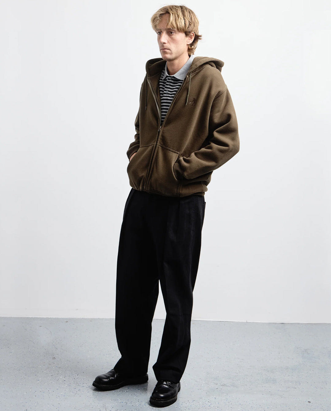 Passport - Workers Zip - Thru Hoodie - Dark Olive