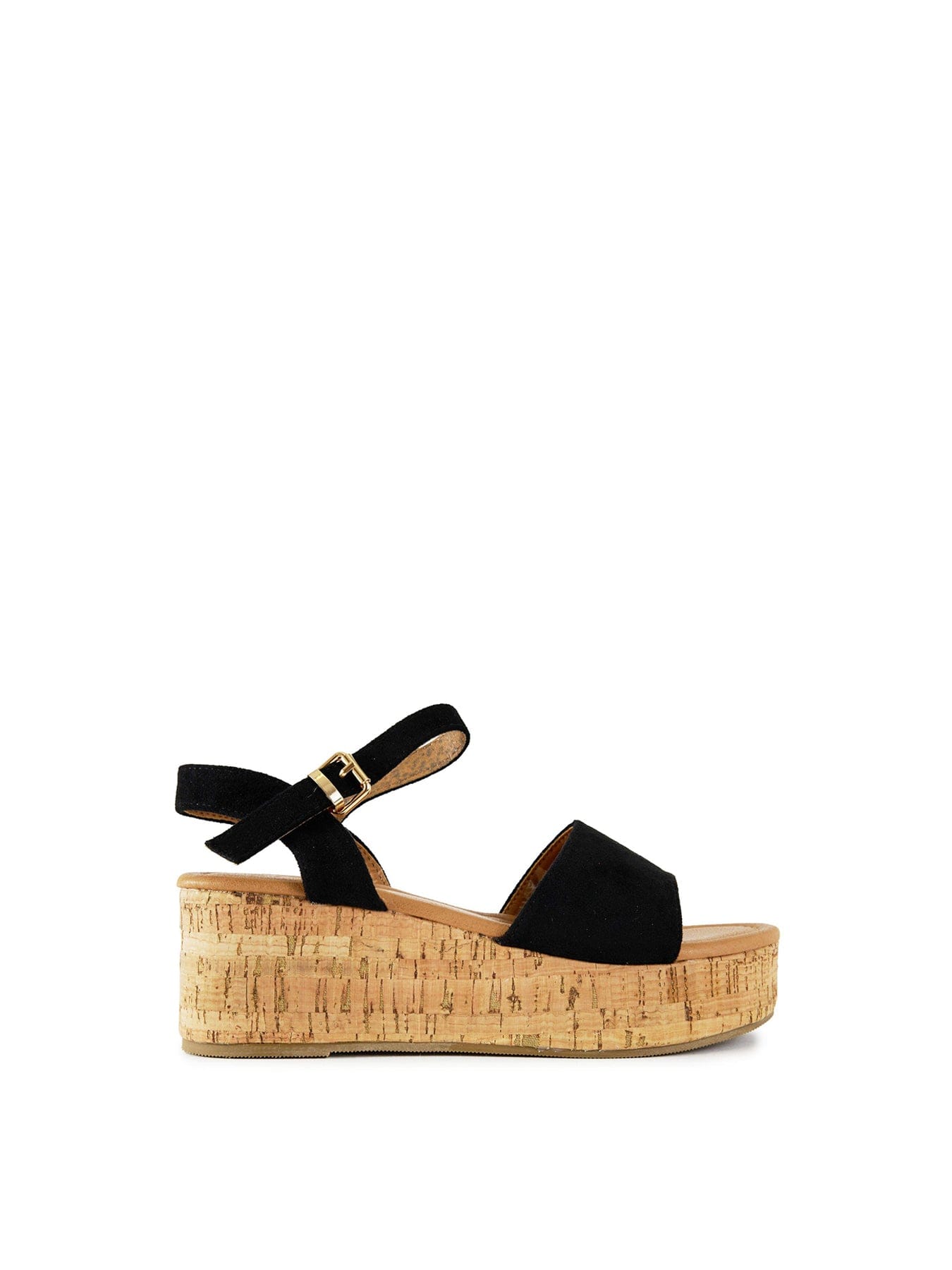 V.gan Gotu Cork Wedge Sandals Black
