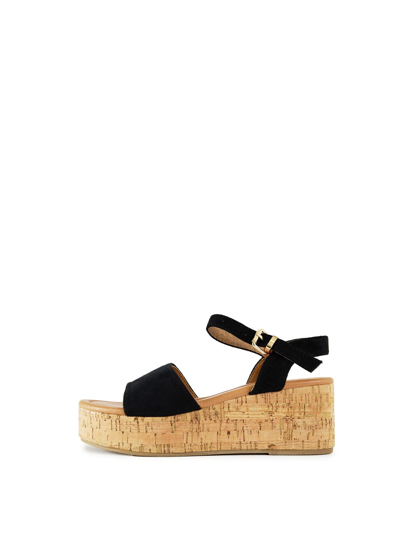 V.gan Gotu Cork Wedge Sandals Black
