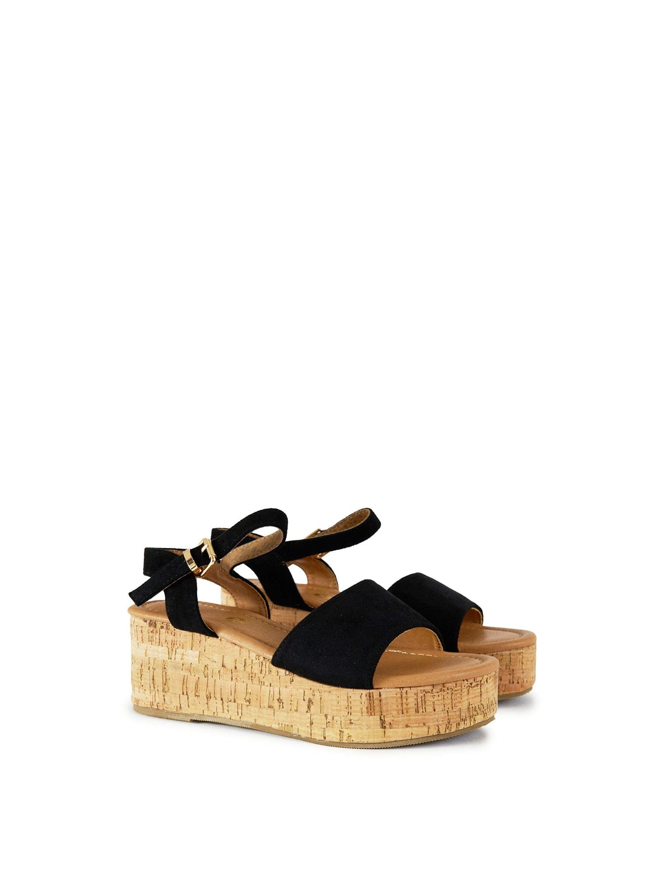 V.gan Gotu Cork Wedge Sandals Black