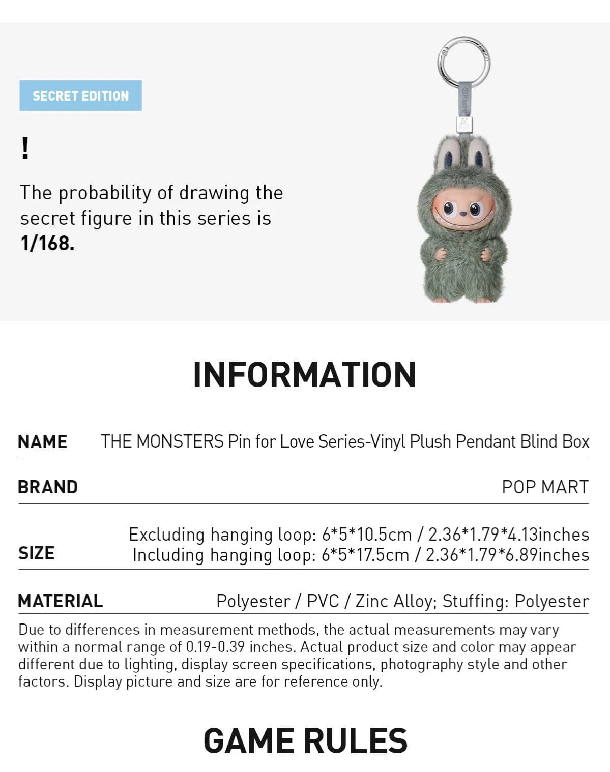 Chasethepop Labubu Pin for Love Vinyl Plush Blind Box (N - Z) THE MONSTERS by POP MART