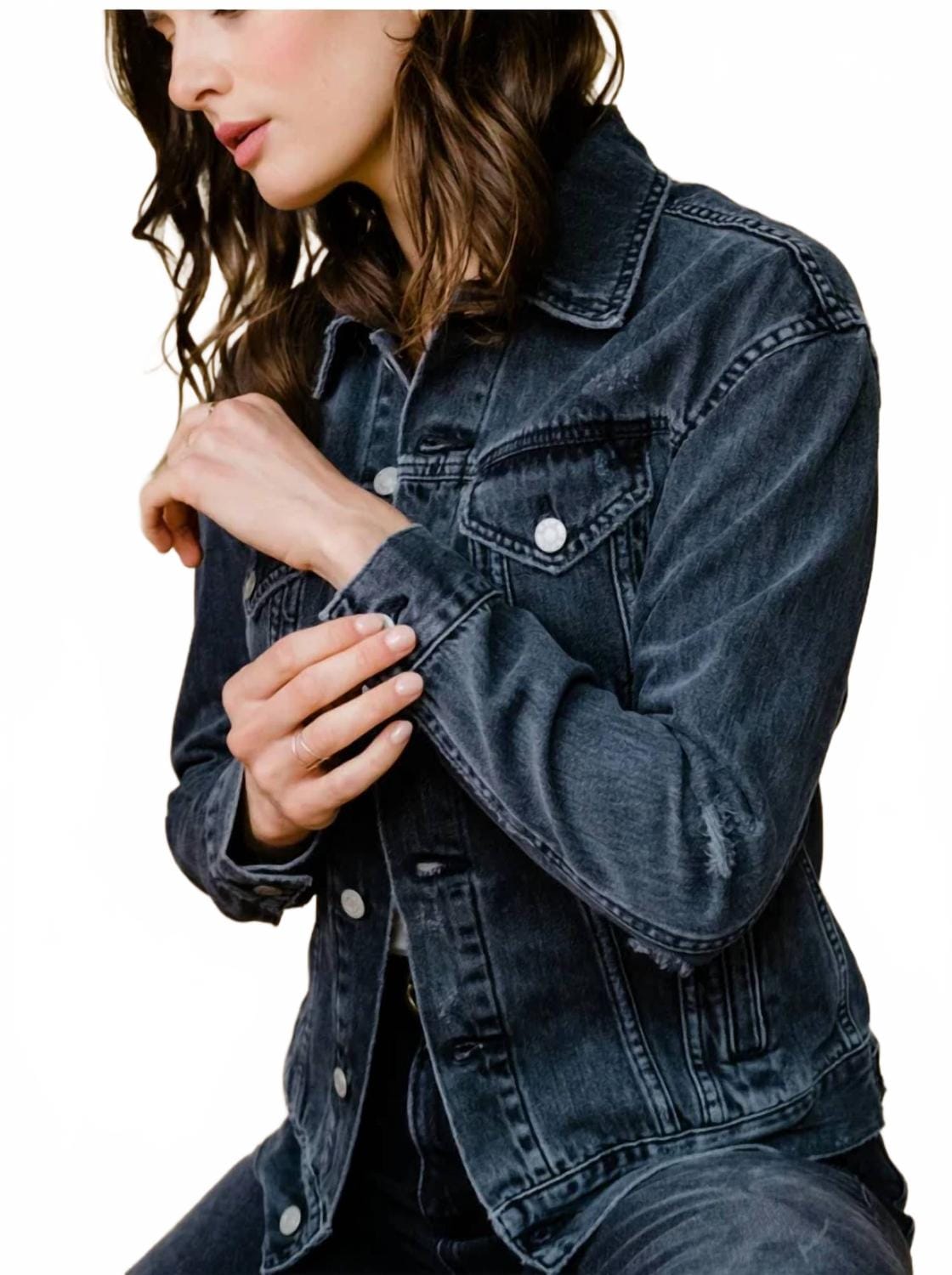 Blue Merly Long Sleeve Denim Jacket In Blue