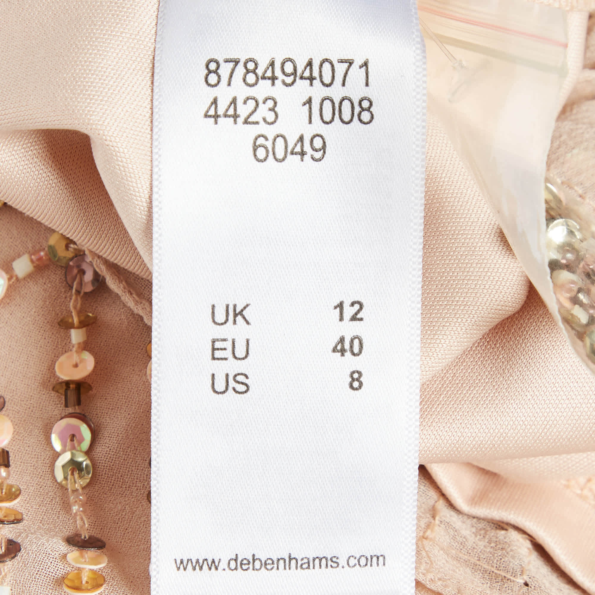 Jenny Packham Pink - Gold Chiffon Sequin Embellished Midi Dress