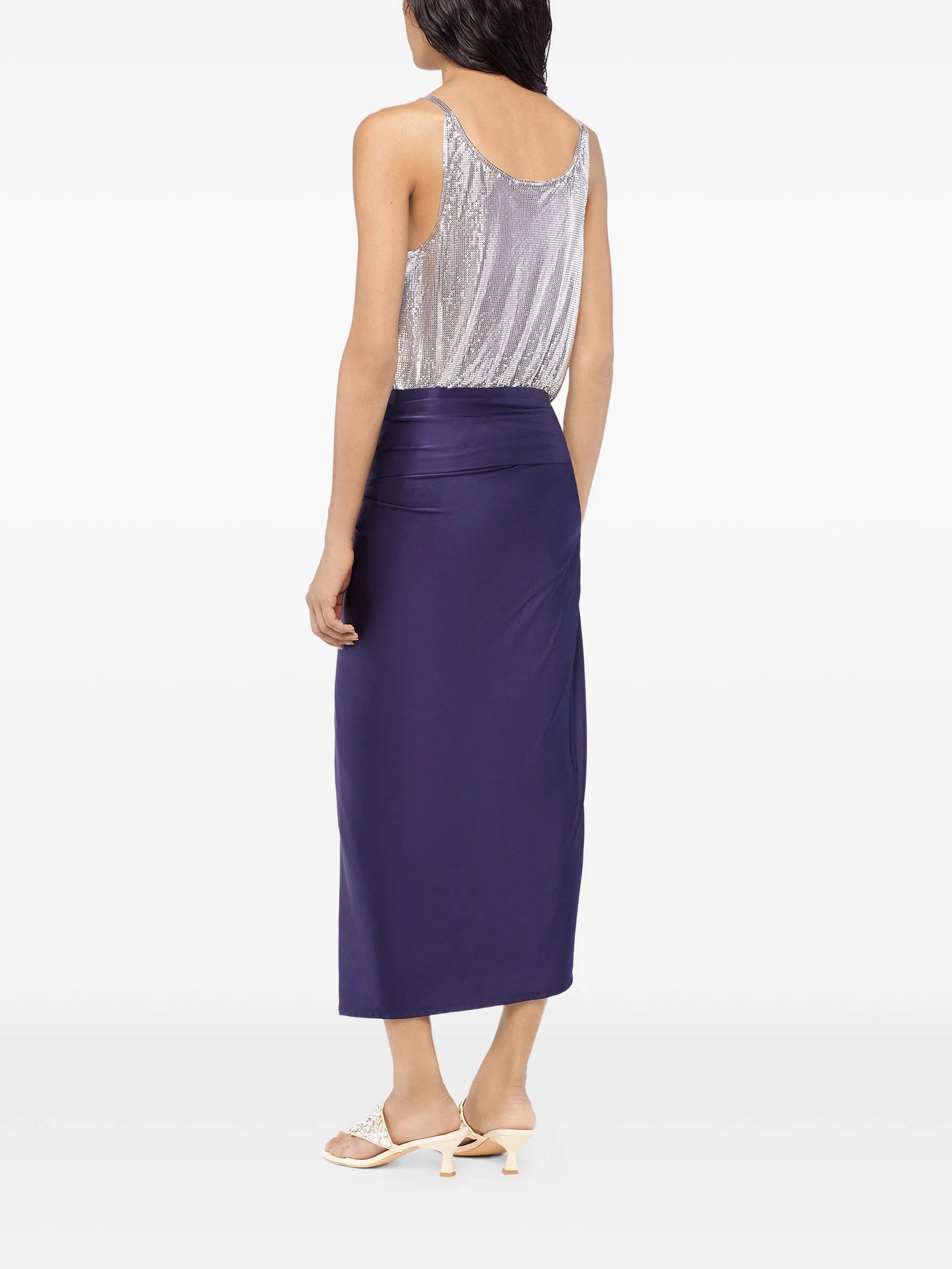 Rabanne midi piercing jersey skirt