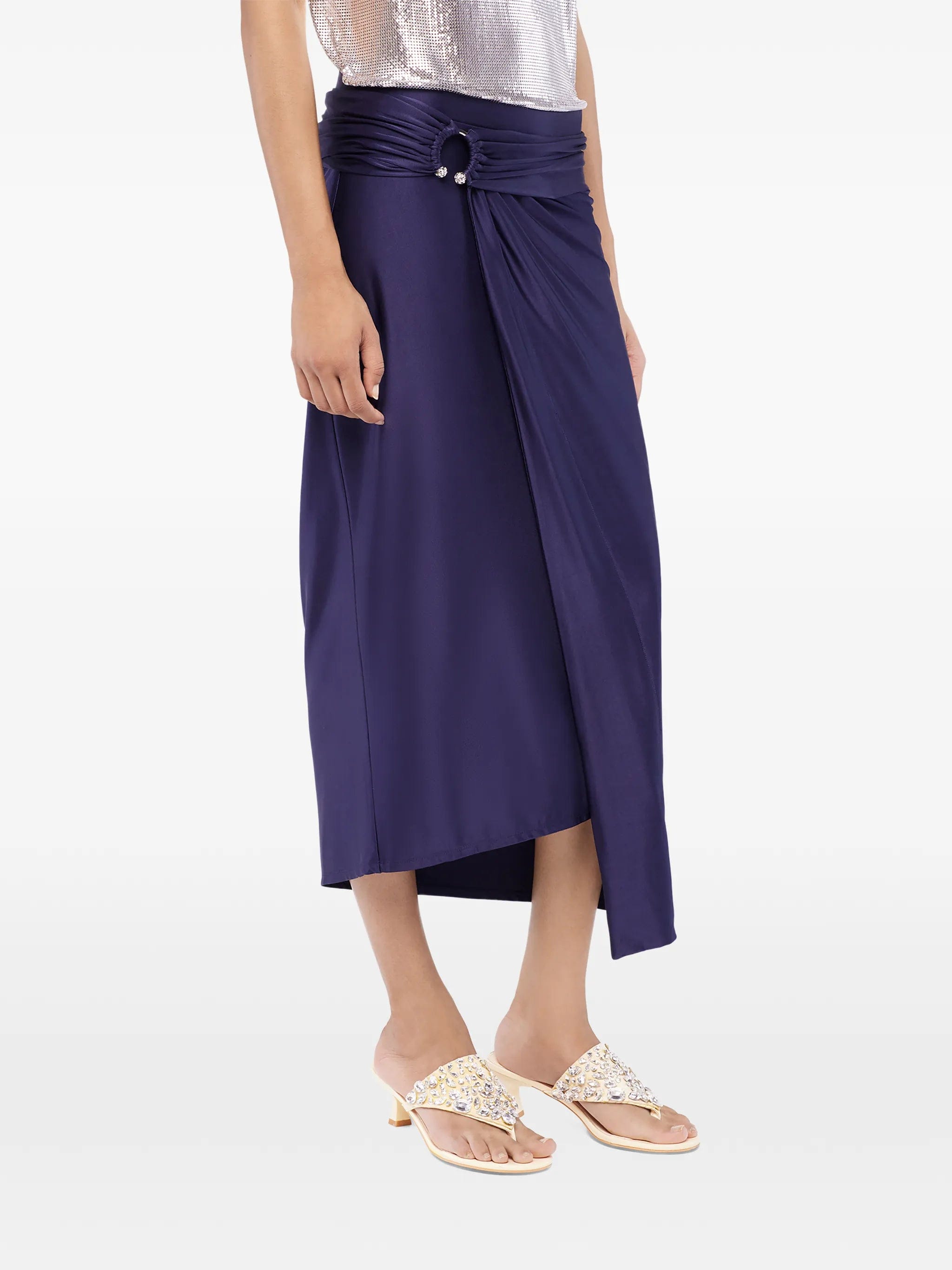 Rabanne midi piercing jersey skirt