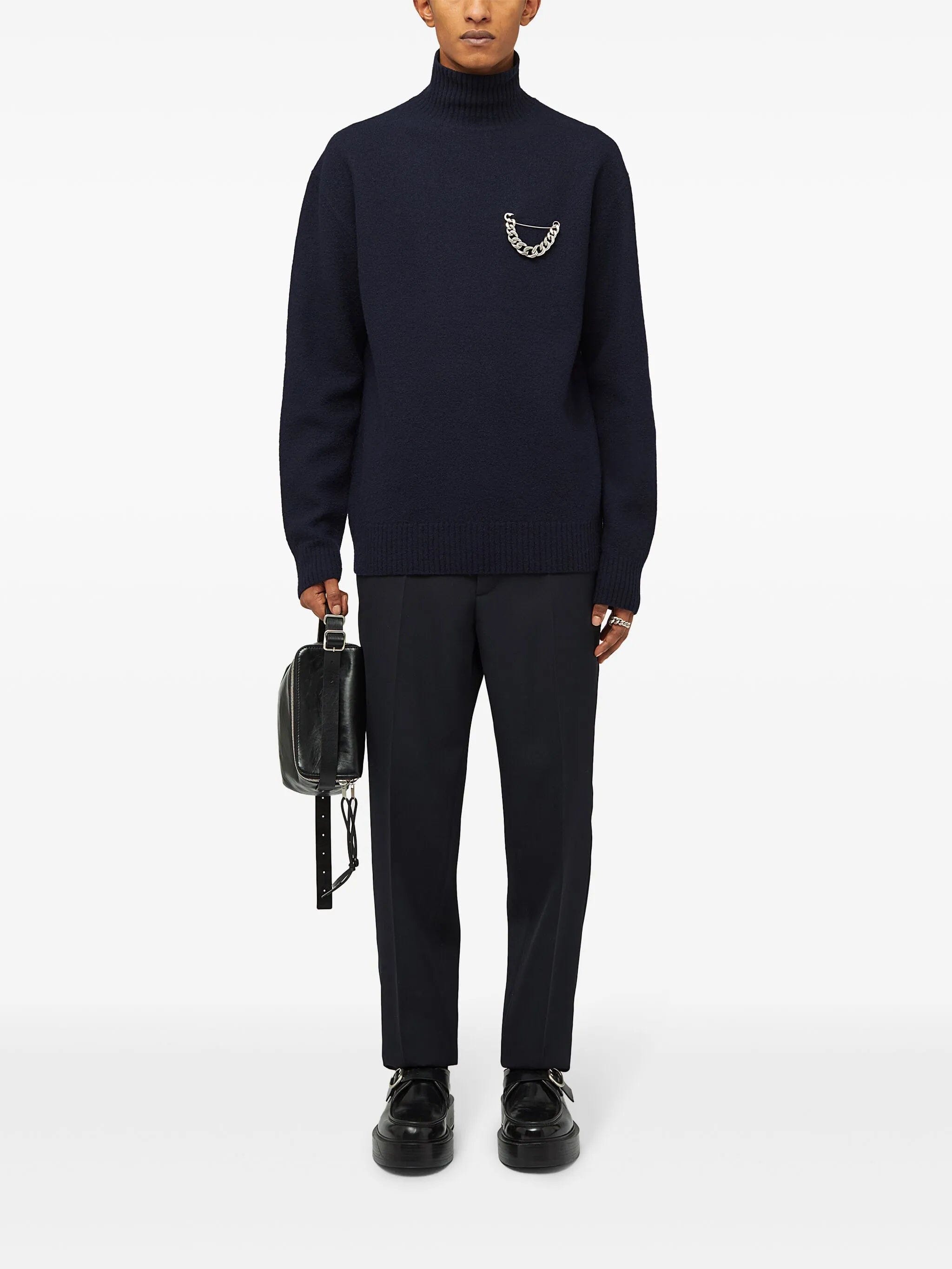 Jil Sander chain - link detailing wool jumper