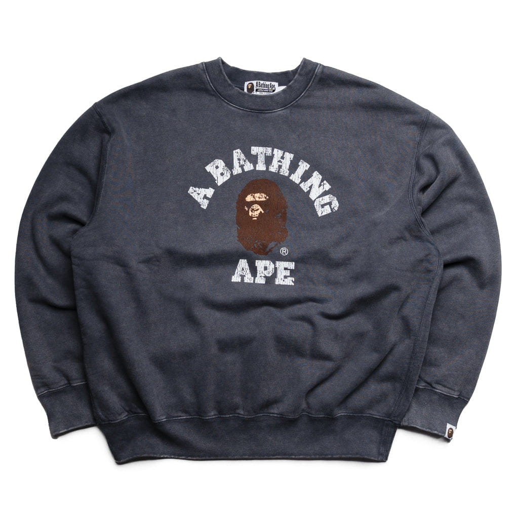 A Bathing Ape Garment Dye College Crewneck - Charcoal