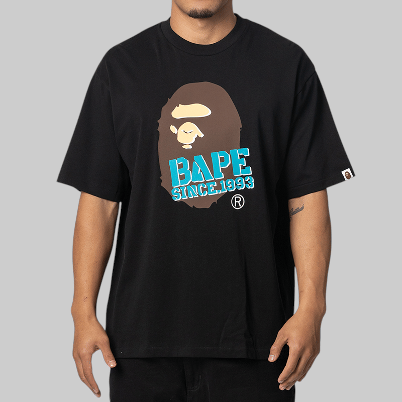 A Bathing Ape® Stencil Font Ape Head Relaxed Fit T - Shirt - Black