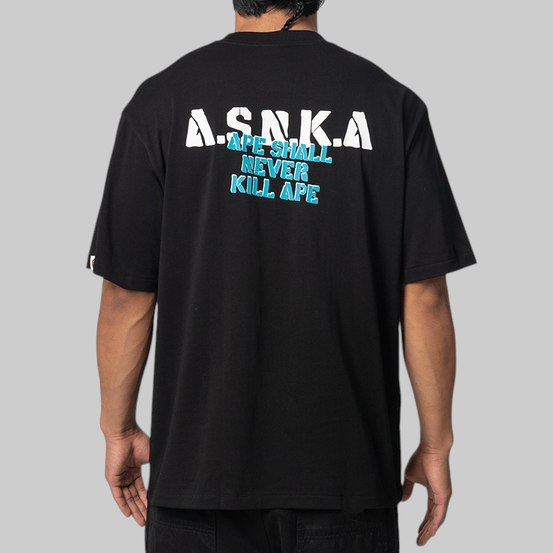 A Bathing Ape® Stencil Font Ape Head Relaxed Fit T - Shirt - Black