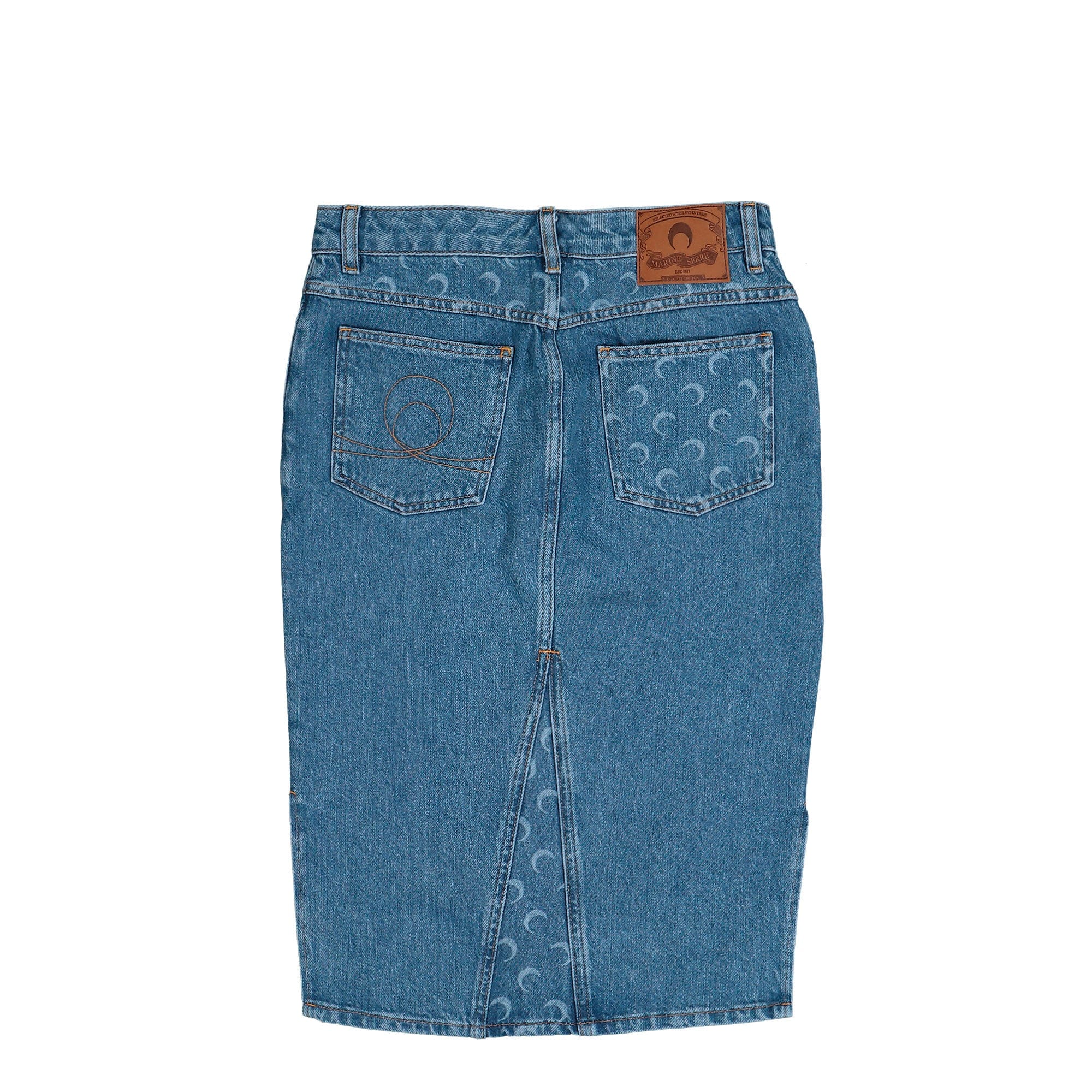 Marine Serre Moon Laser Denim Midi Skirt