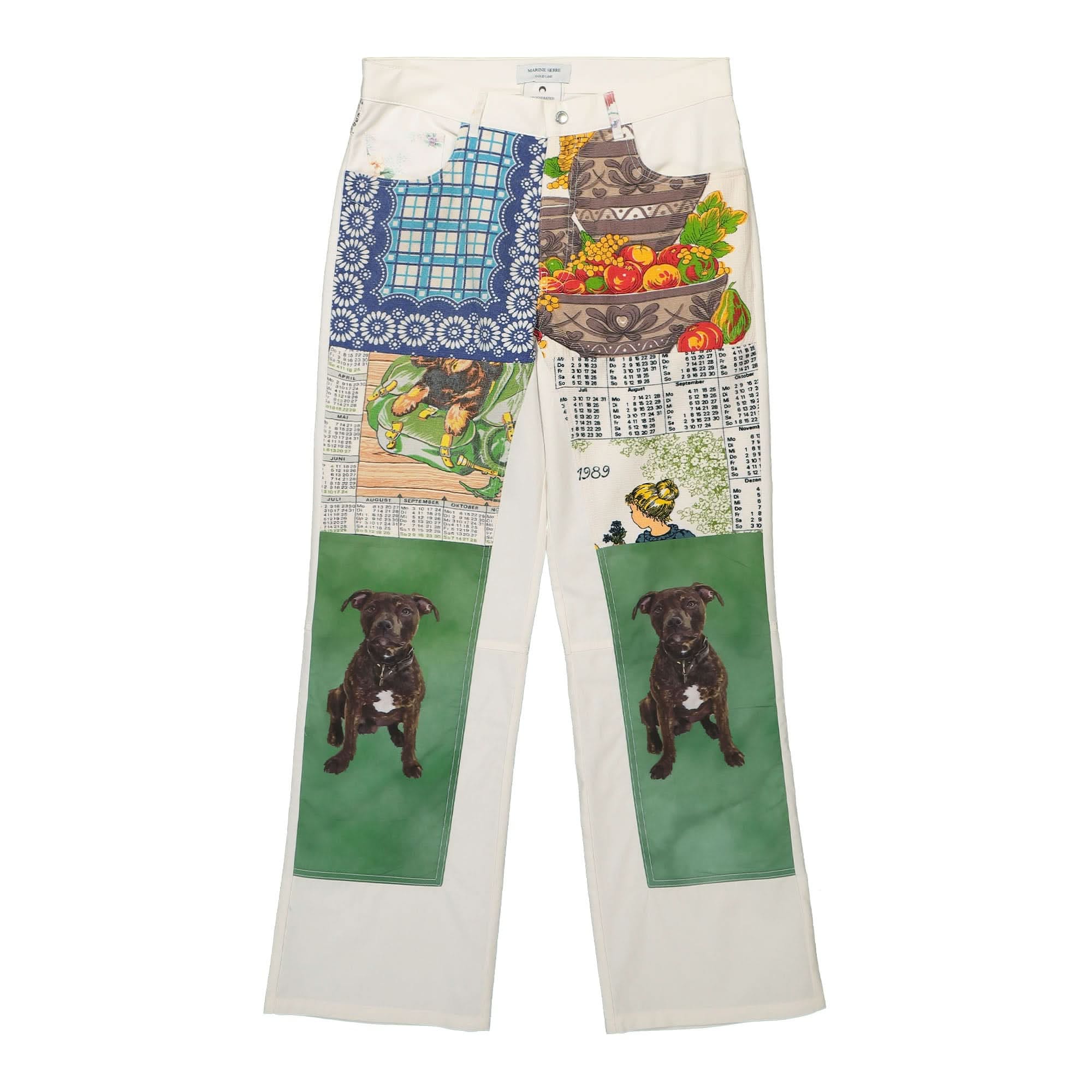 Marine Serre Household Linen Calendar Straight Leg Pants