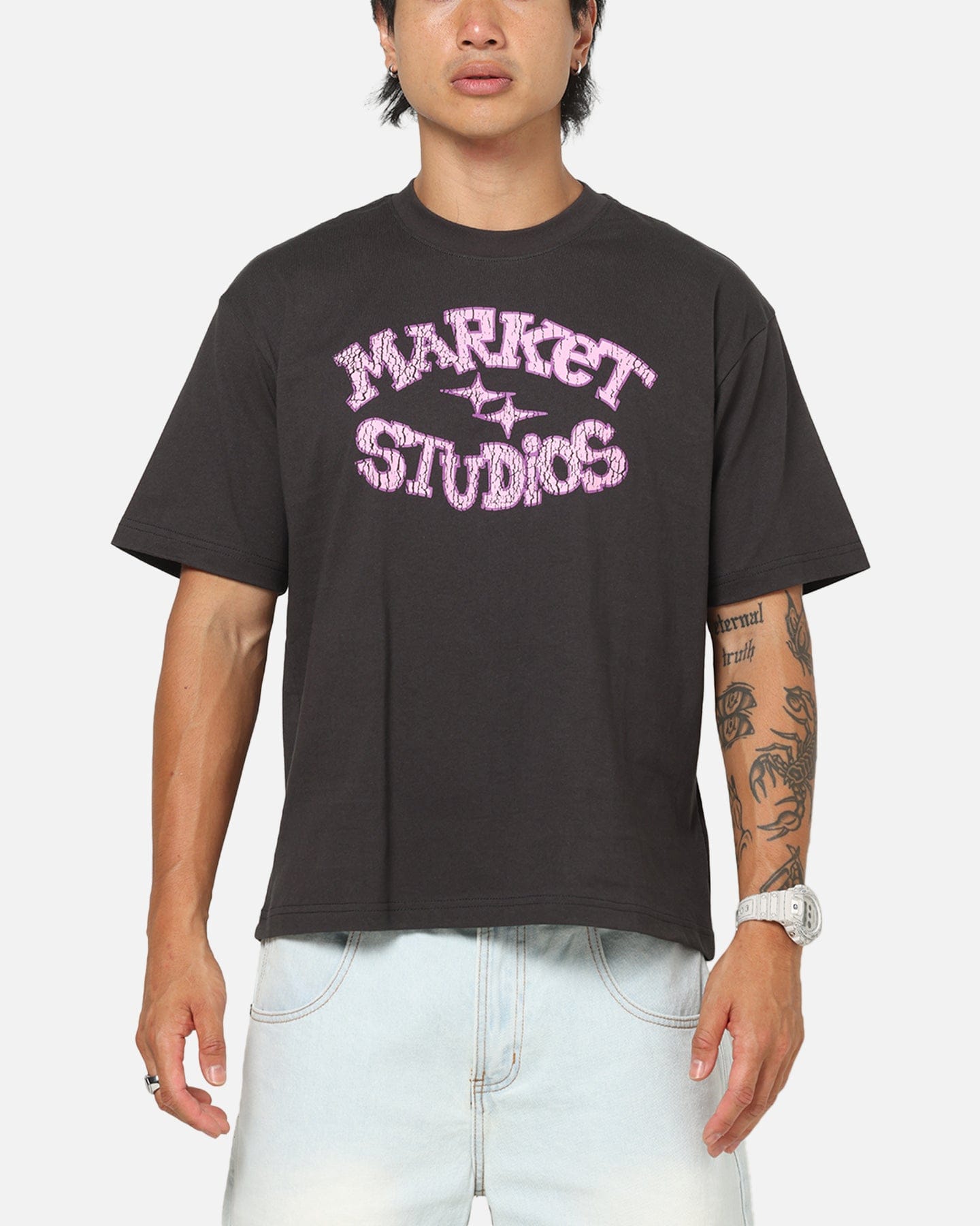 Market Smiley Old School T - Shirt Washed Black