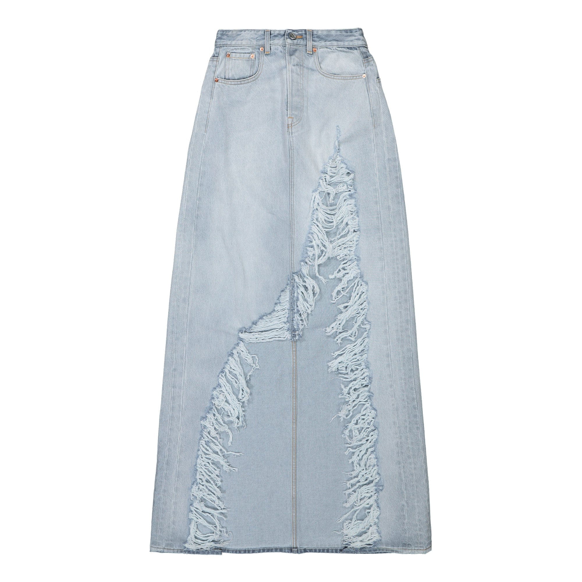 Vetements Destroyed Denim Maxi Skirt