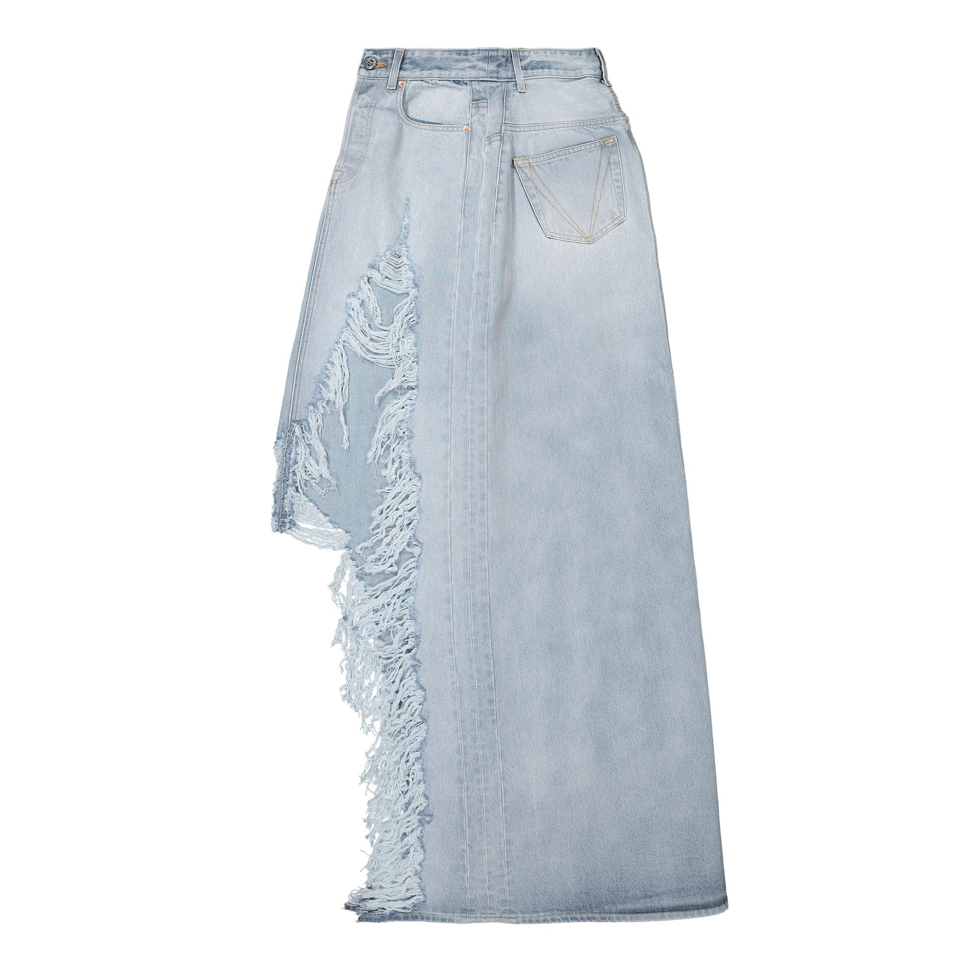 Vetements Destroyed Denim Maxi Skirt