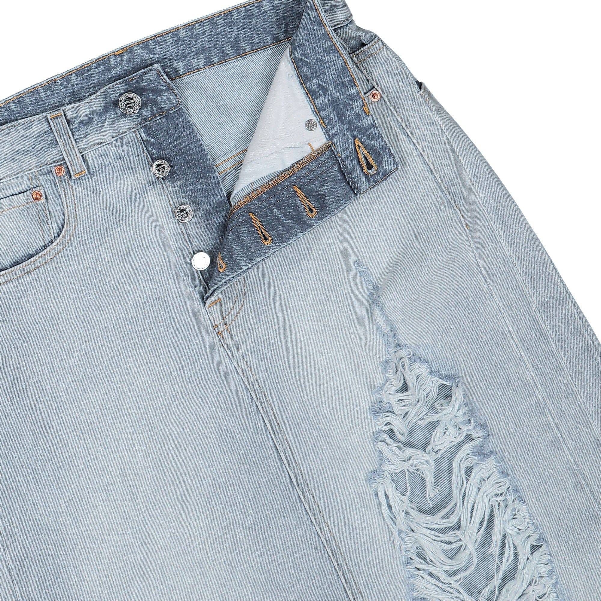 Vetements Destroyed Denim Maxi Skirt