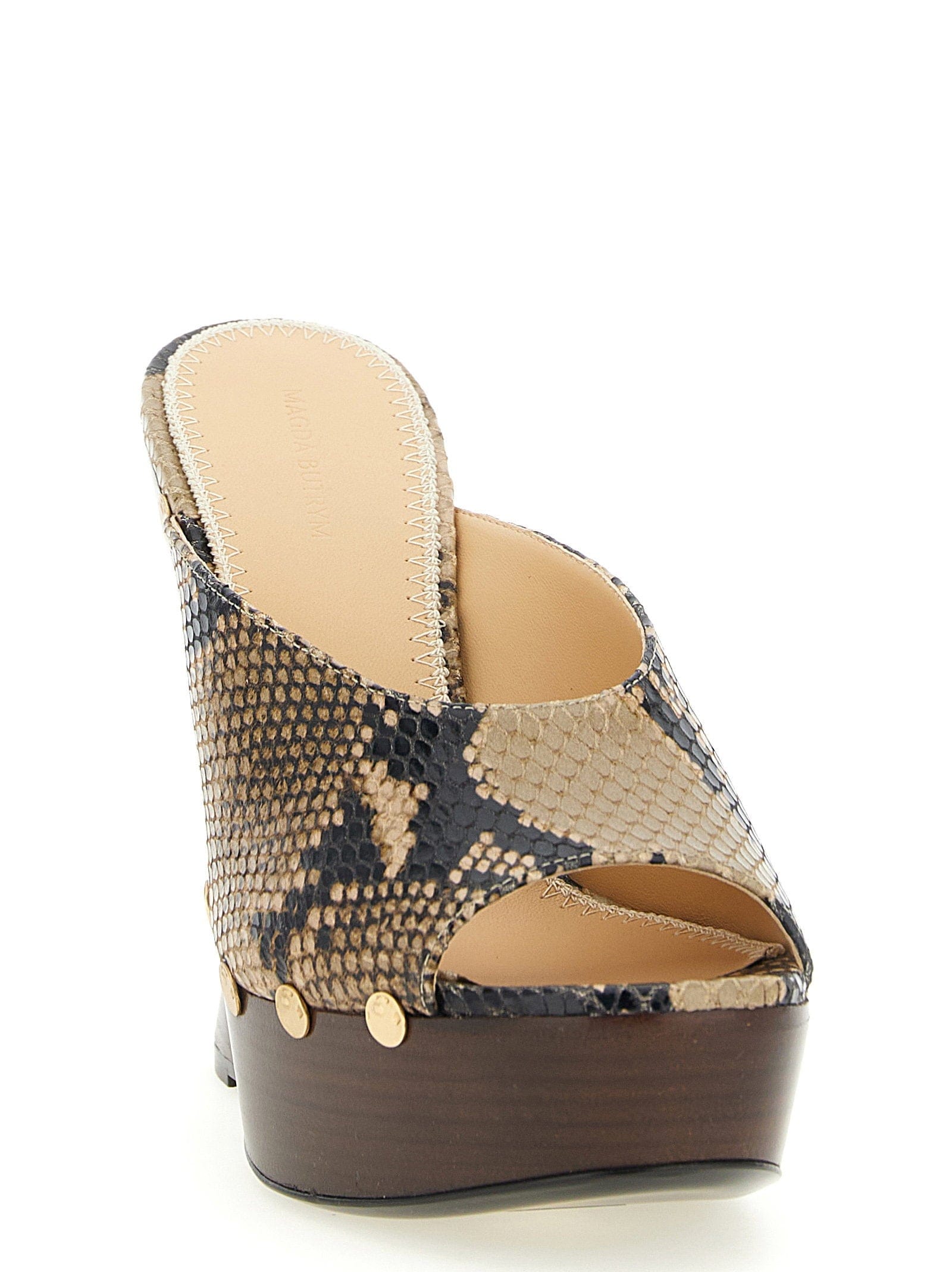 Magda Butrym Python Print Calf Leather Mule — brown