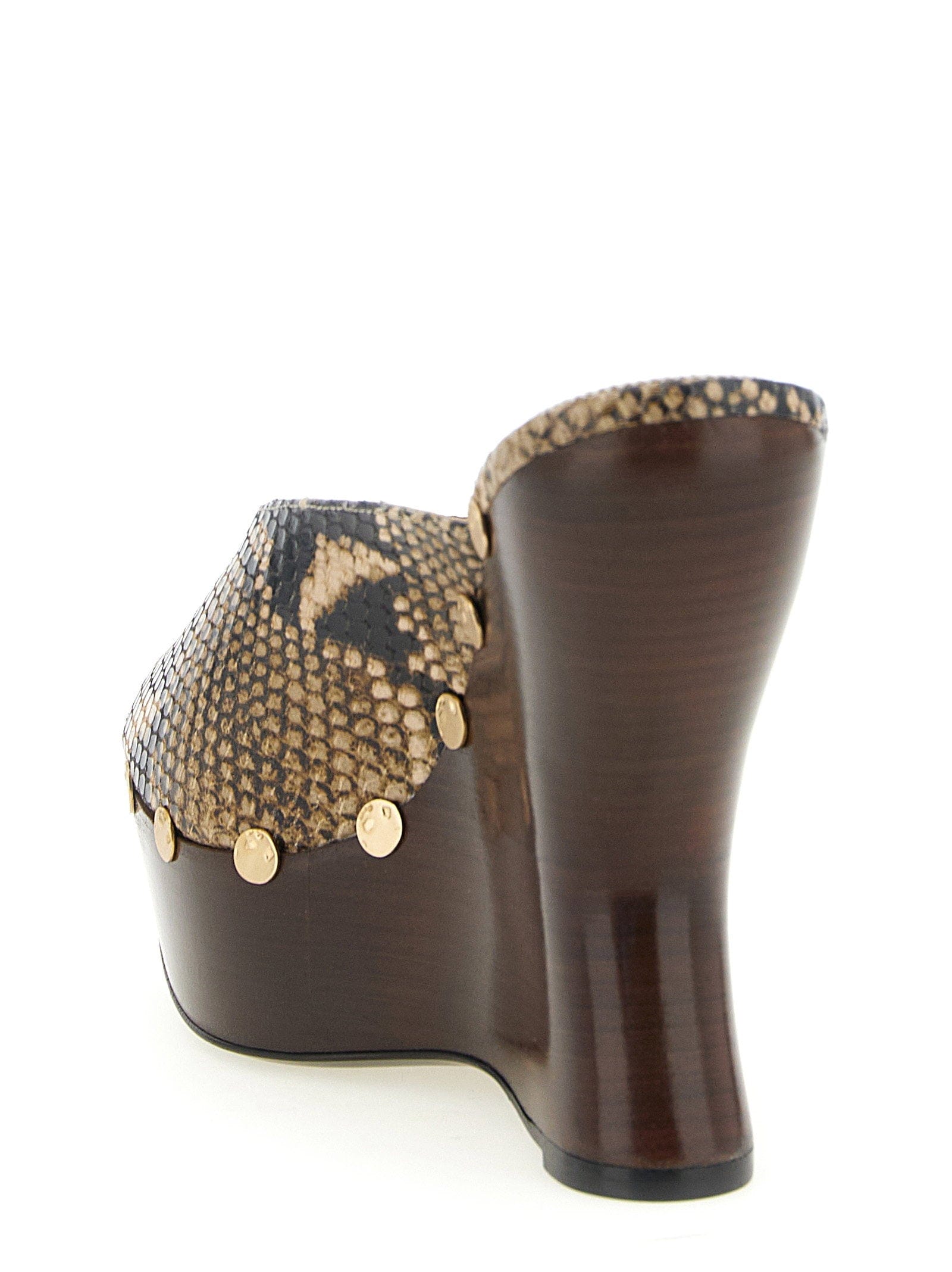 Magda Butrym Python Print Calf Leather Mule — brown