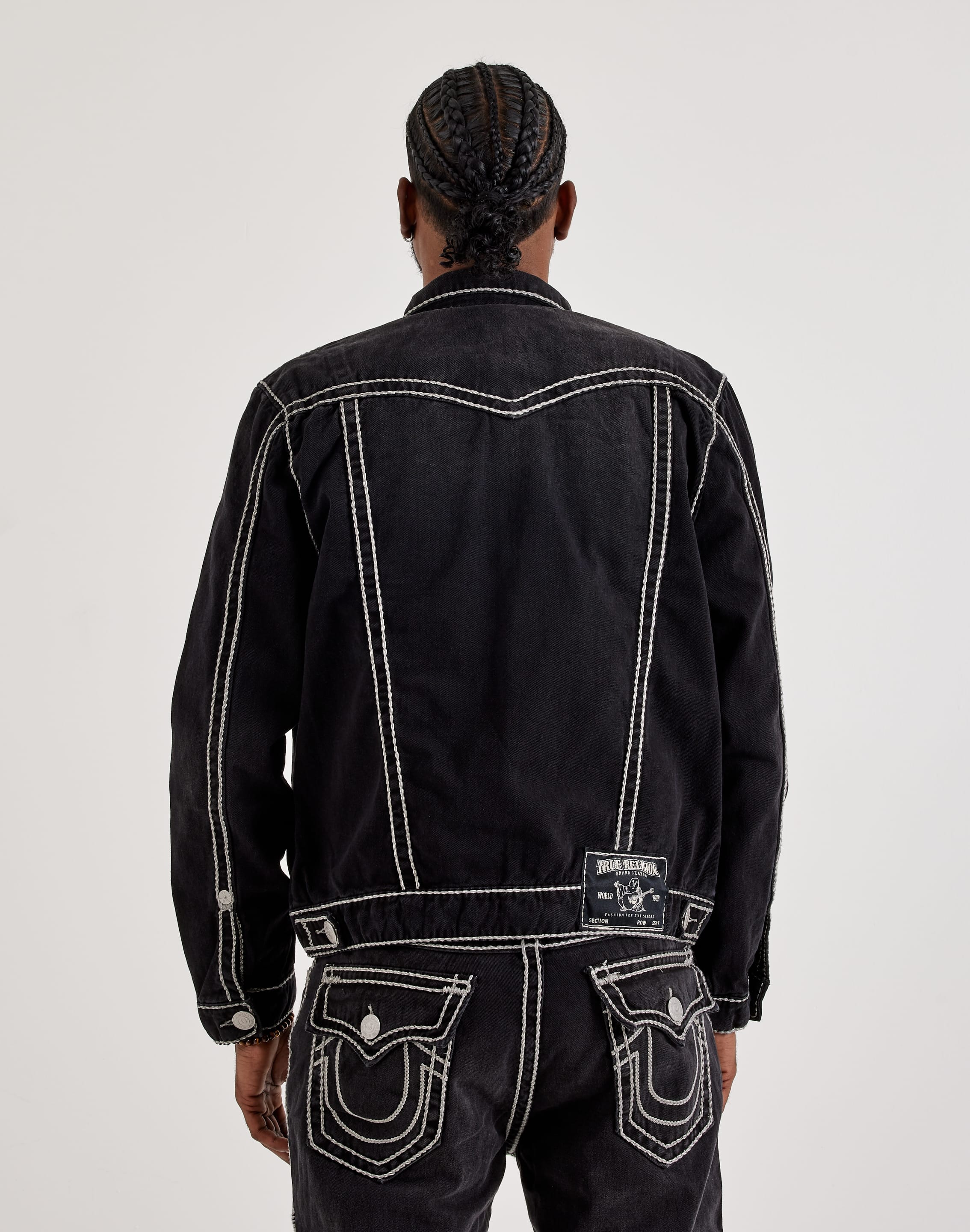 True Religion Jimmy Marled Rope Stitch Denim Jacket