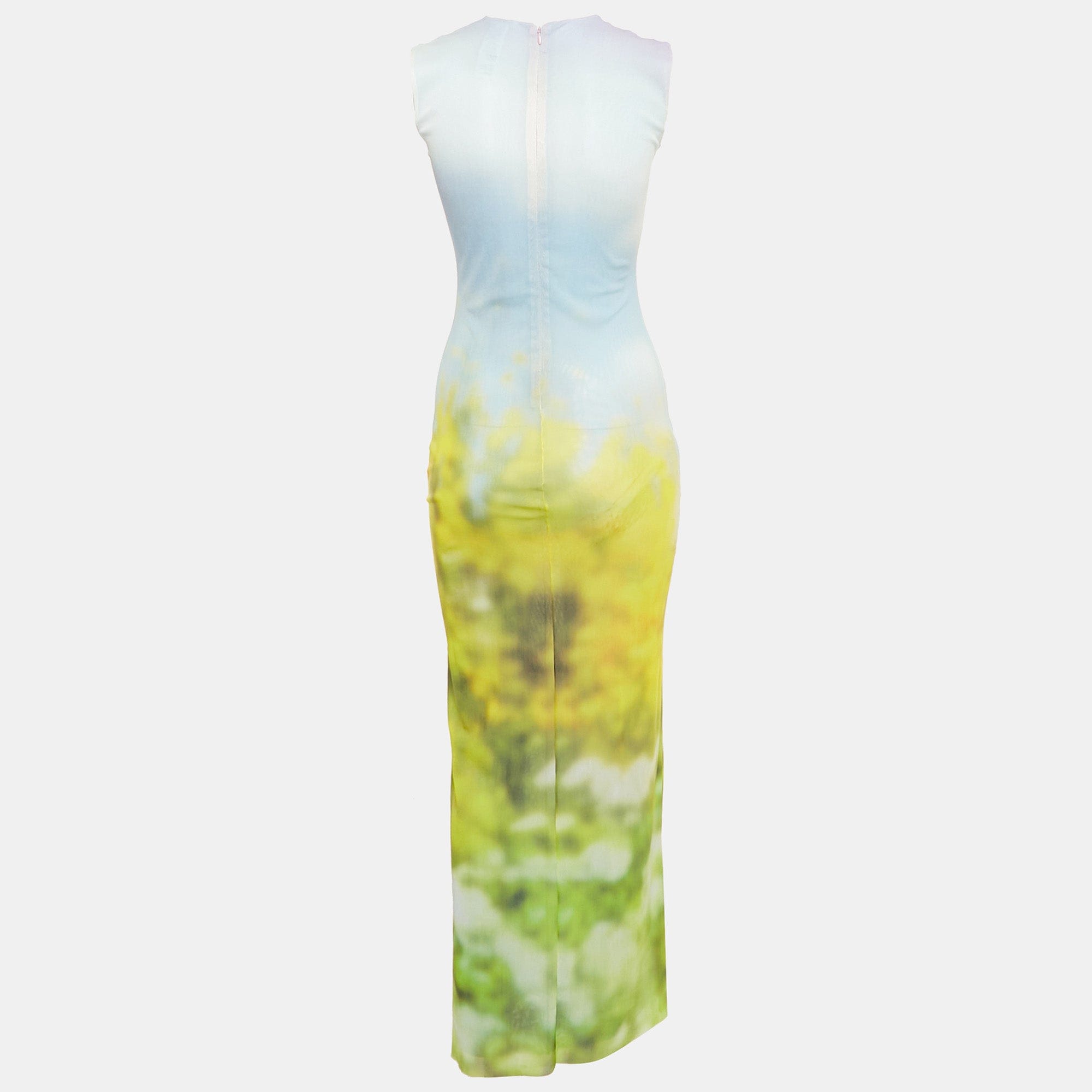 Acne Studios Blue Blurred Print Mesh Maxi Dress