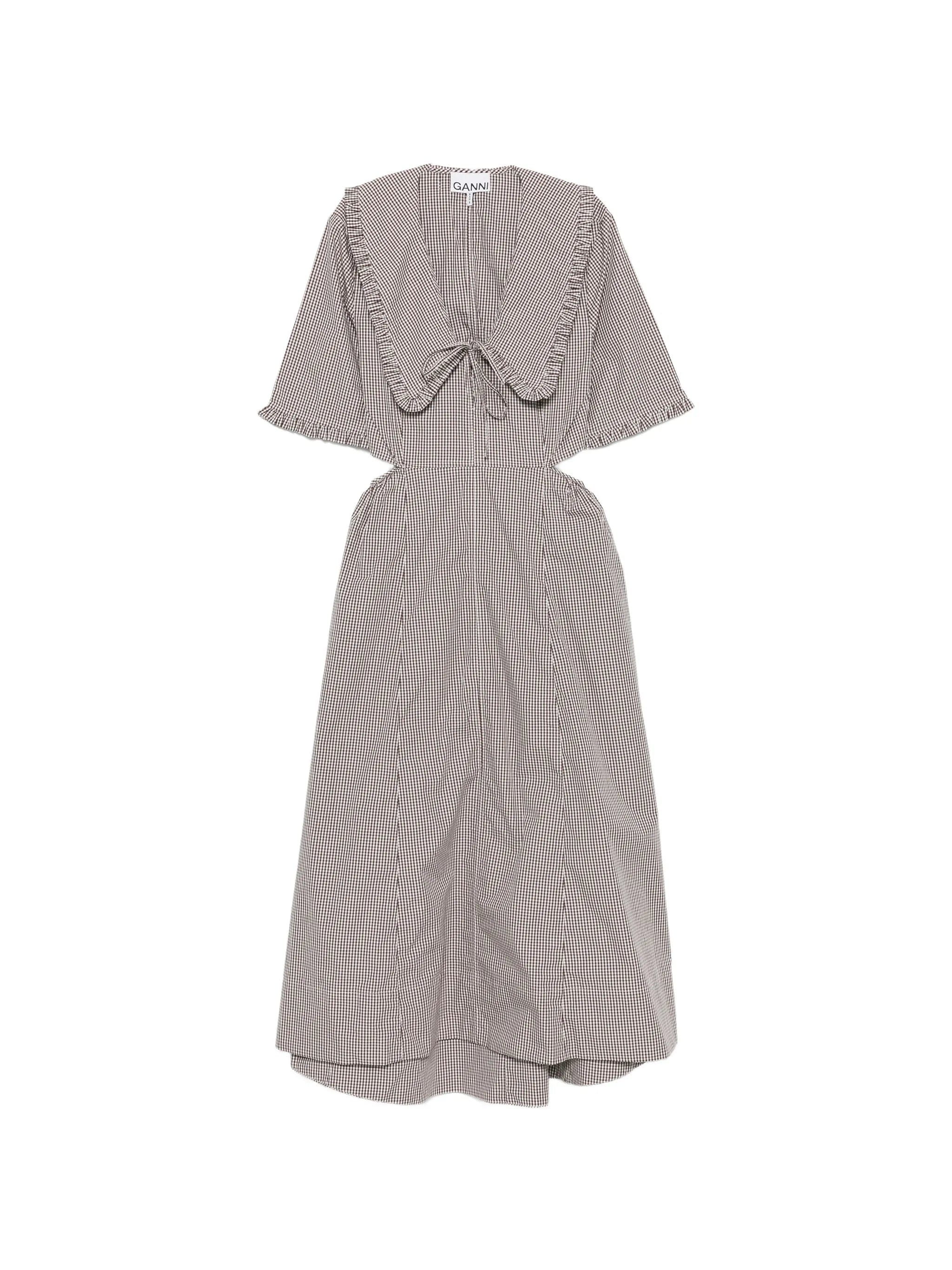 GANNI check - pattern cut - out midi dress