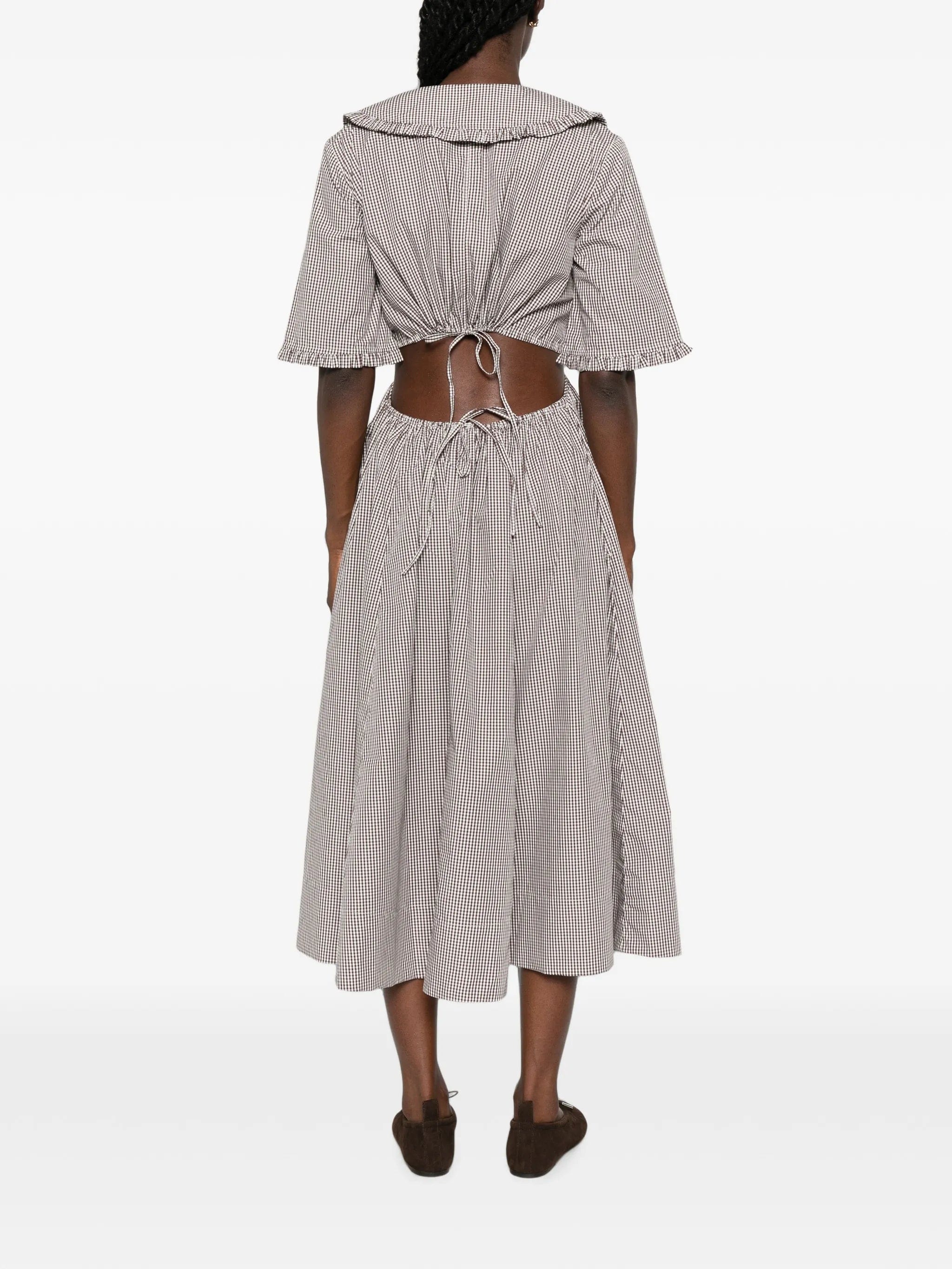 GANNI check - pattern cut - out midi dress