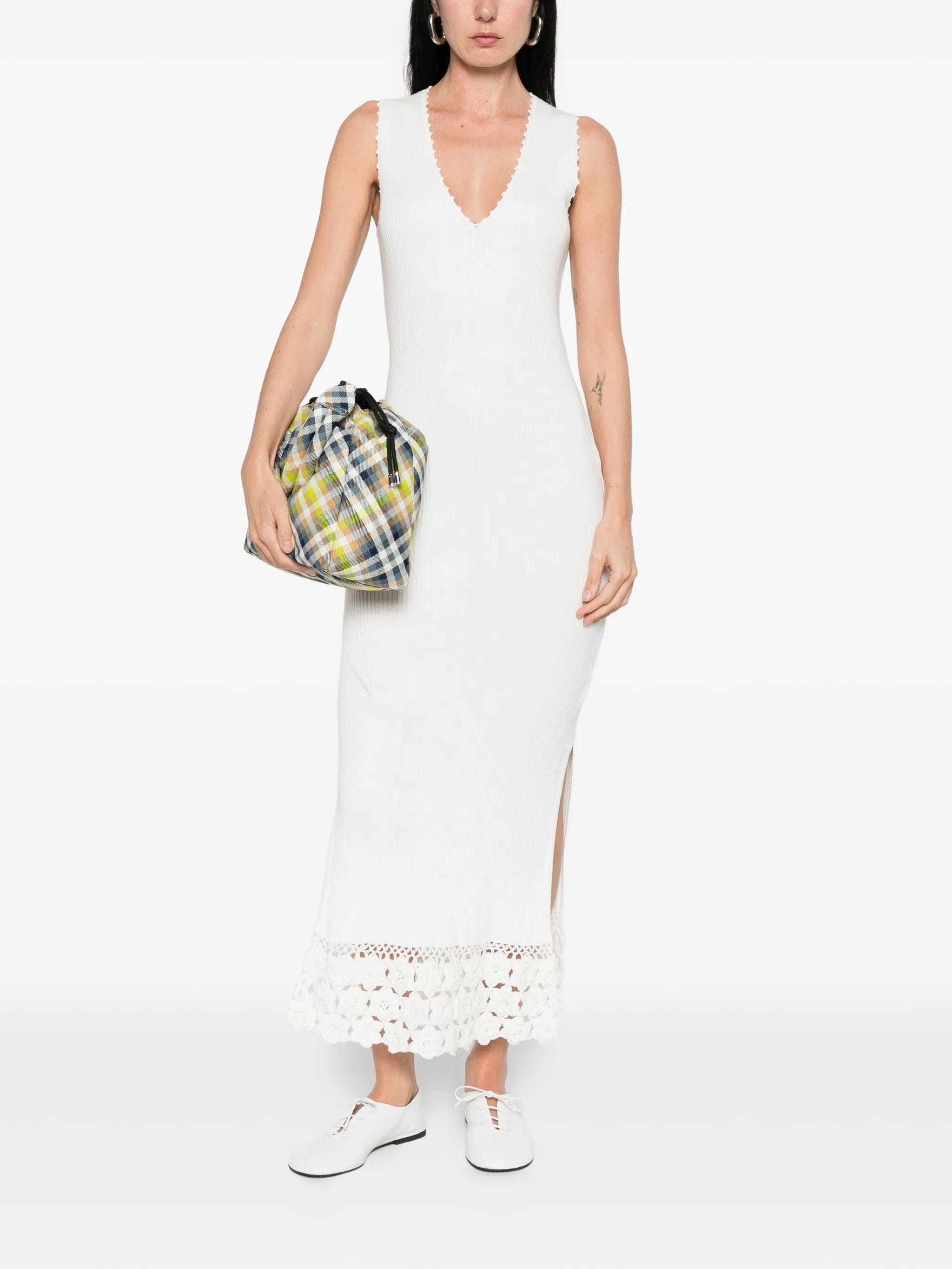 GANNI crochet V - neck long dress