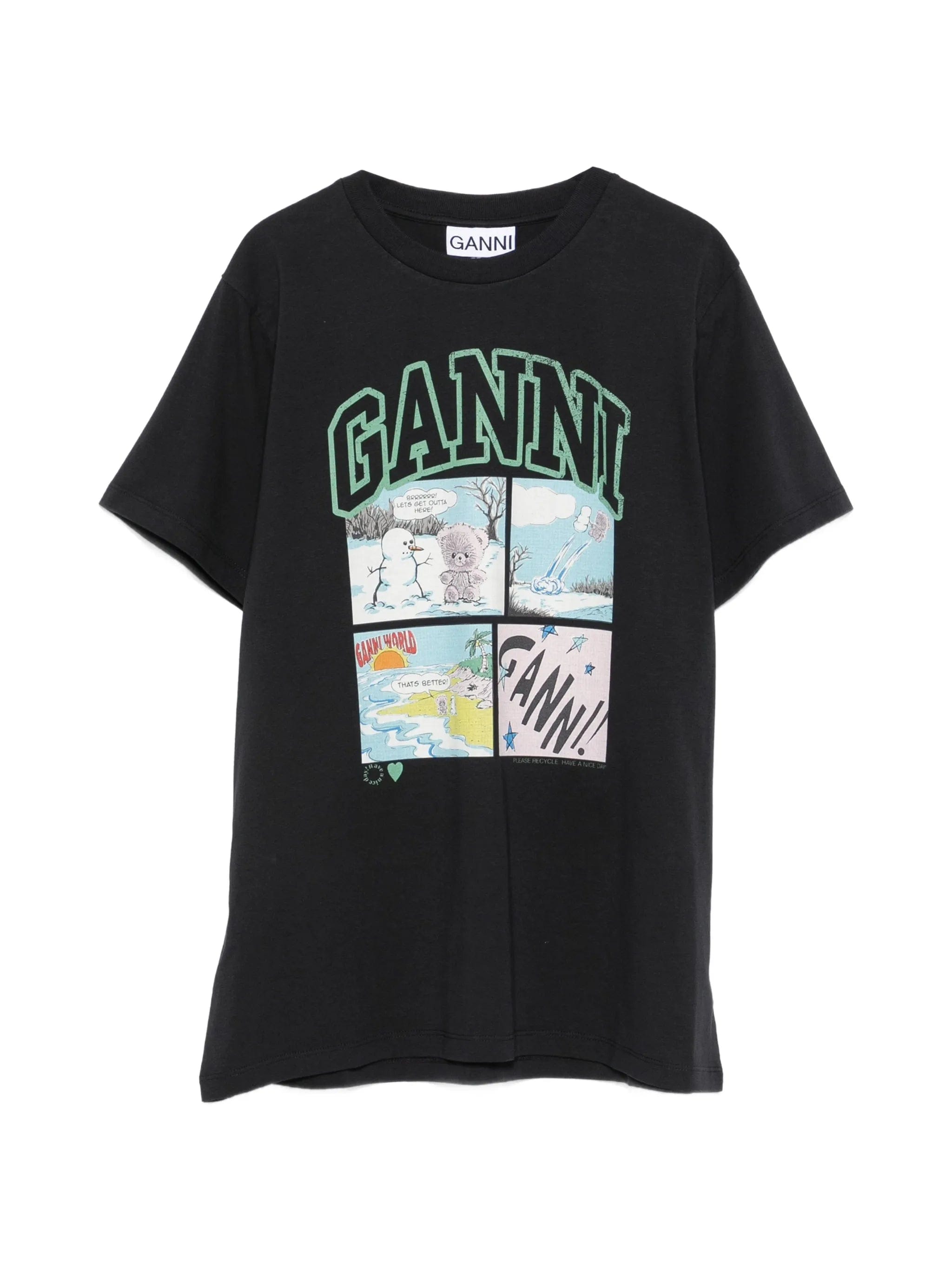GANNI bear comic print T - shirt