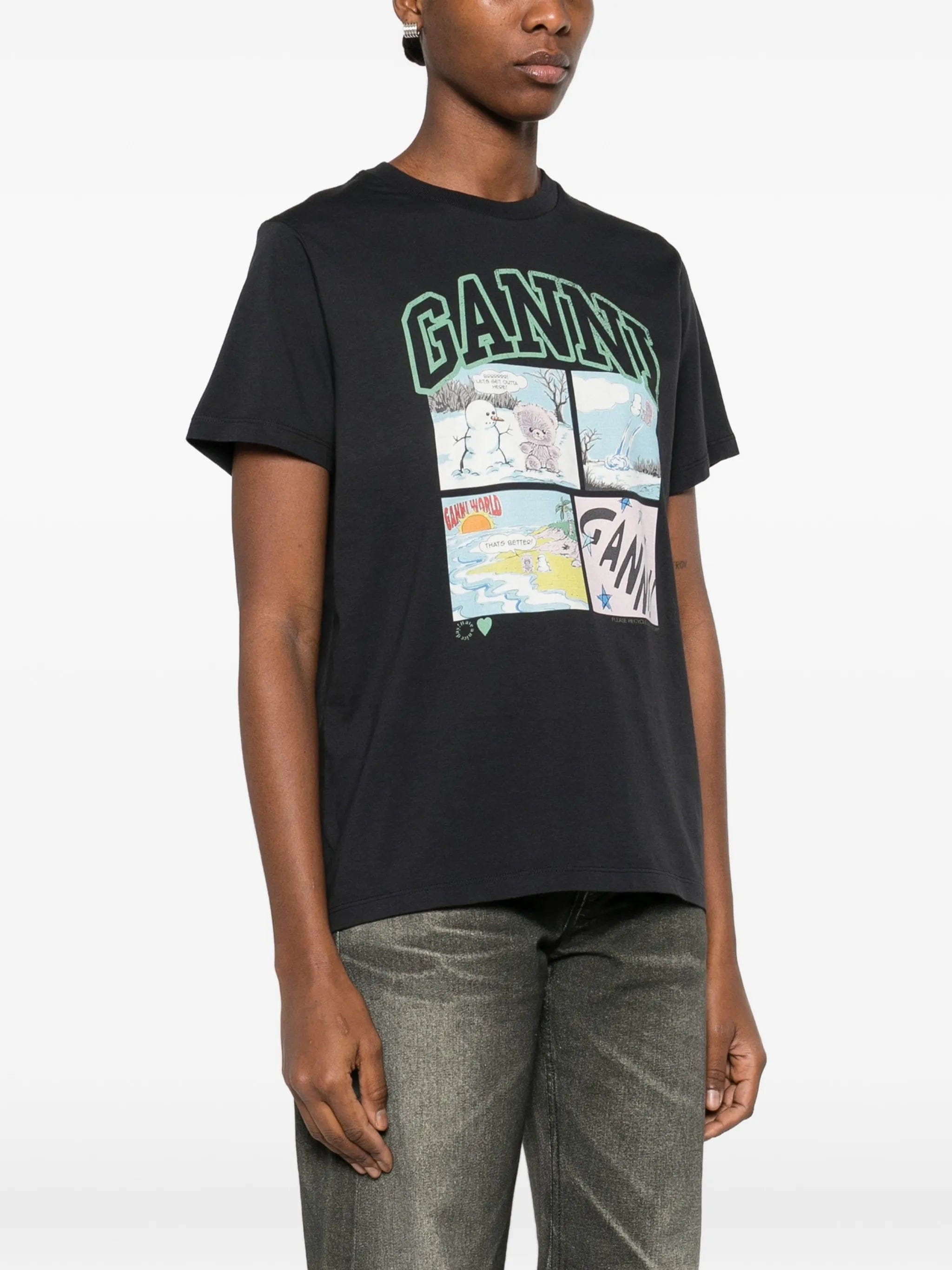 GANNI bear comic print T - shirt