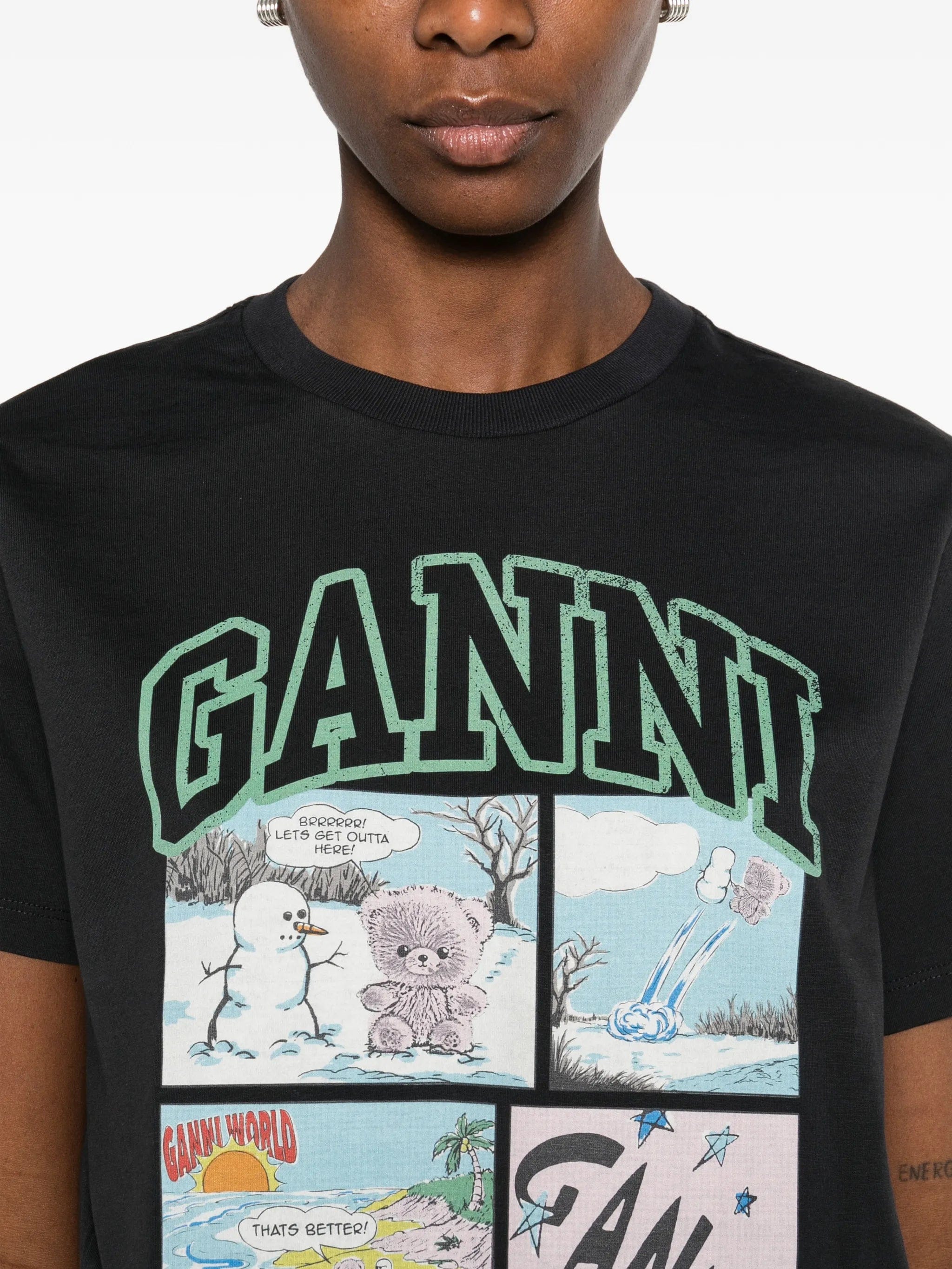 GANNI bear comic print T - shirt