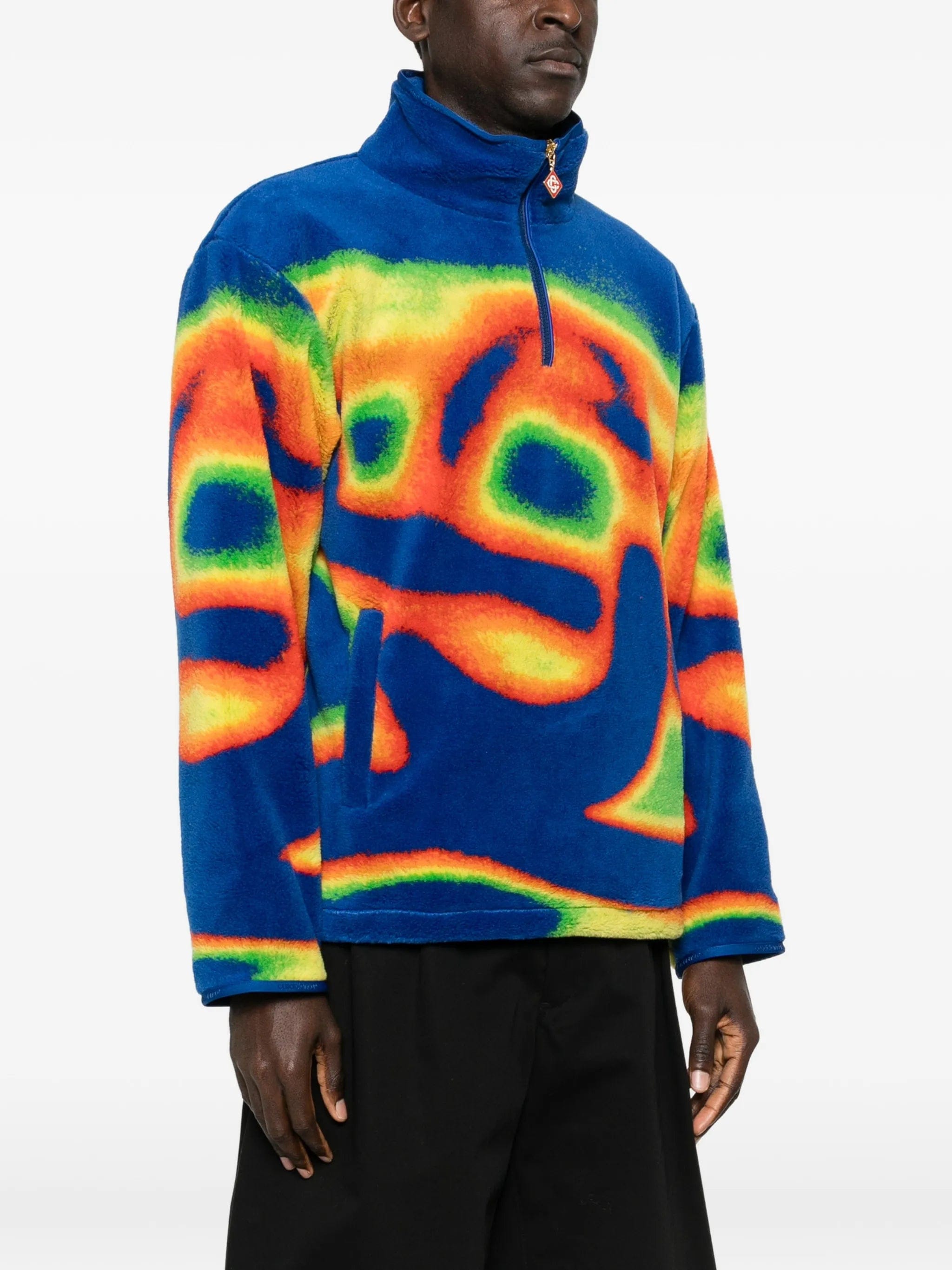 Casablanca zip abstract fleece sweatshirt