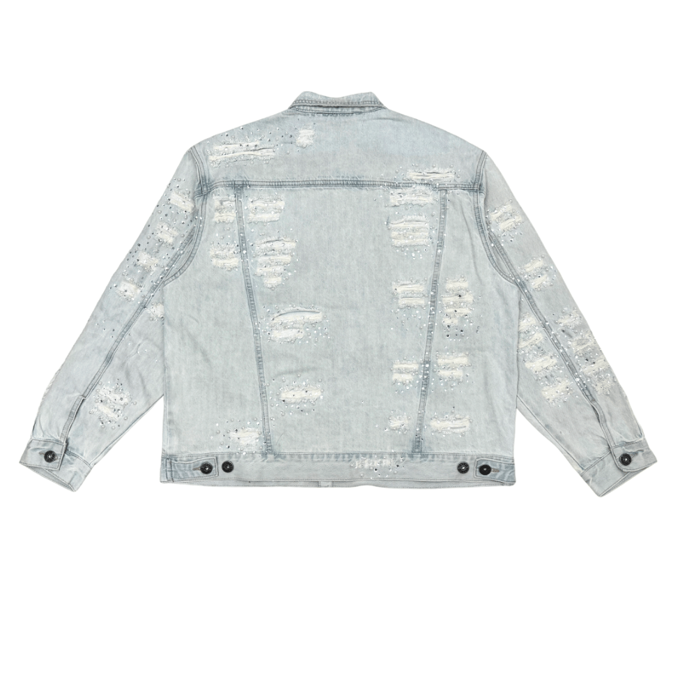 Pearl PREMIUM DENIM JACKETS WITH PEARL / RIHNESTONES LIGHT BLUE