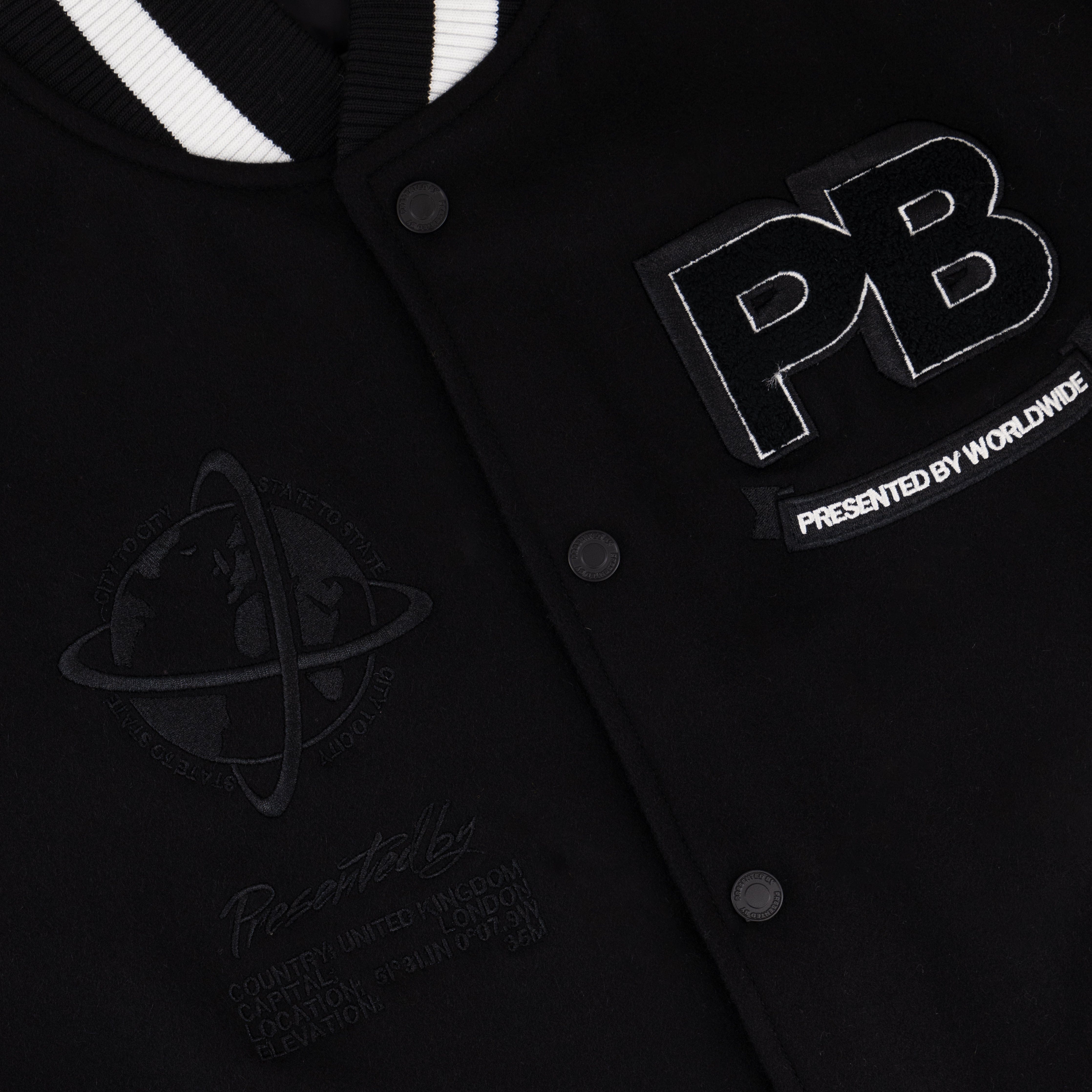 Presentedbyglobal PB Varsity Jacket - Black