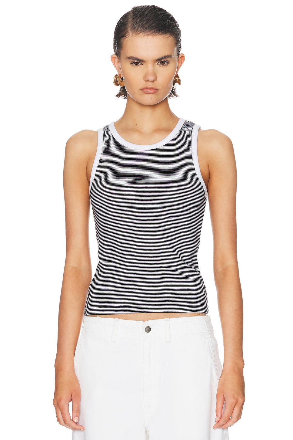 Enza Costa Cotton Mini Stripe Tank Top