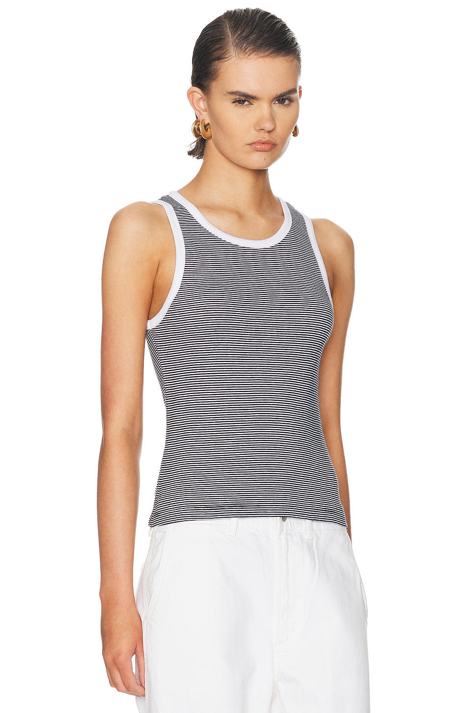 Enza Costa Cotton Mini Stripe Tank Top
