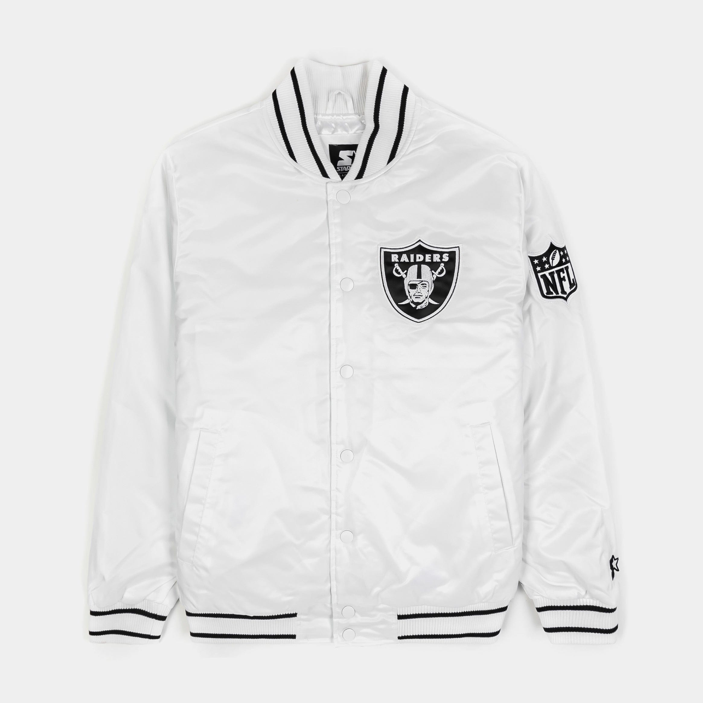 Giii/starter Shoe Palace Exclusive Las Vegas Raiders Satin Varsity Mens Jacket (White/Black)