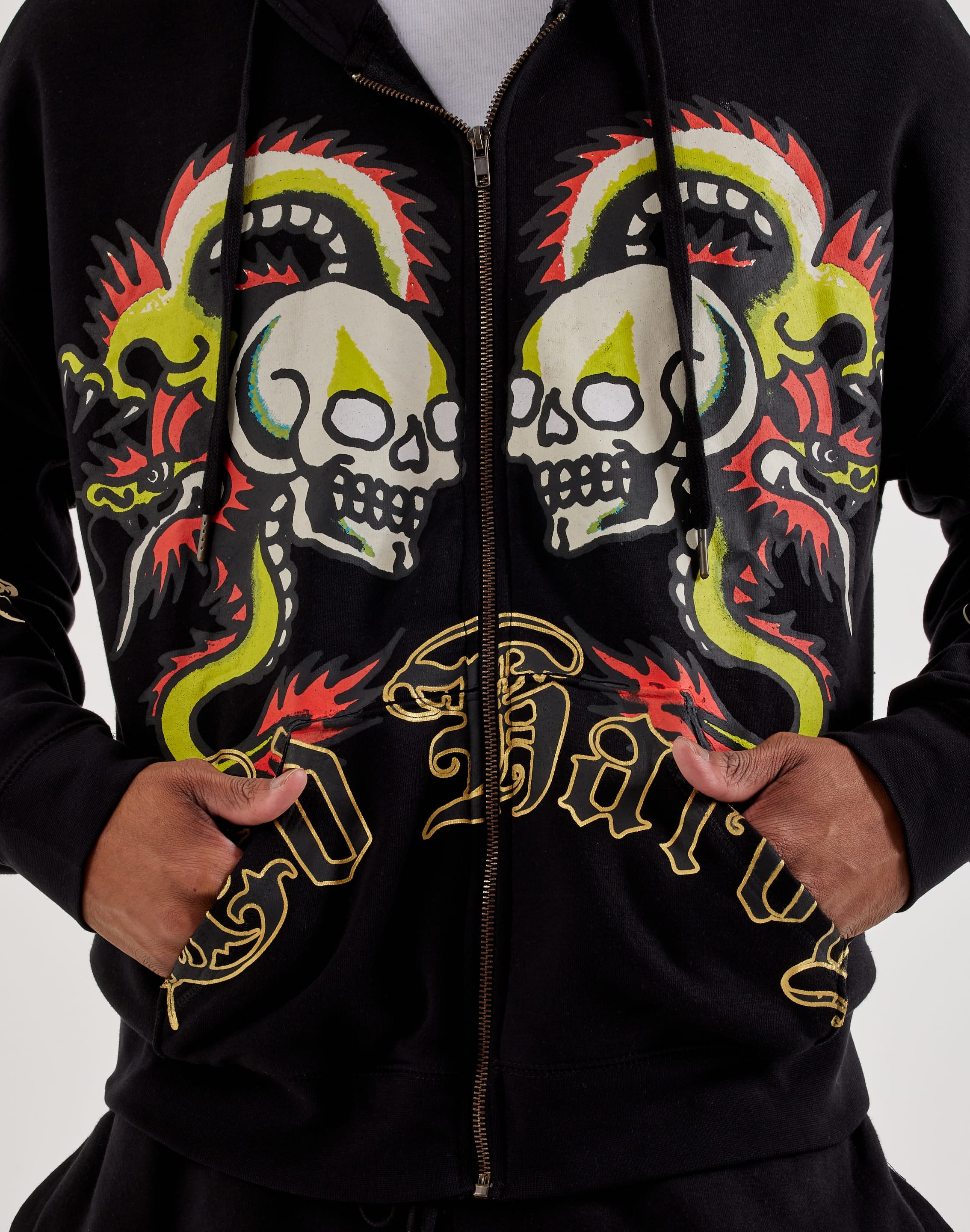 Ed Hardy Dragon Skull Full - Zip Fleece Hoodie
