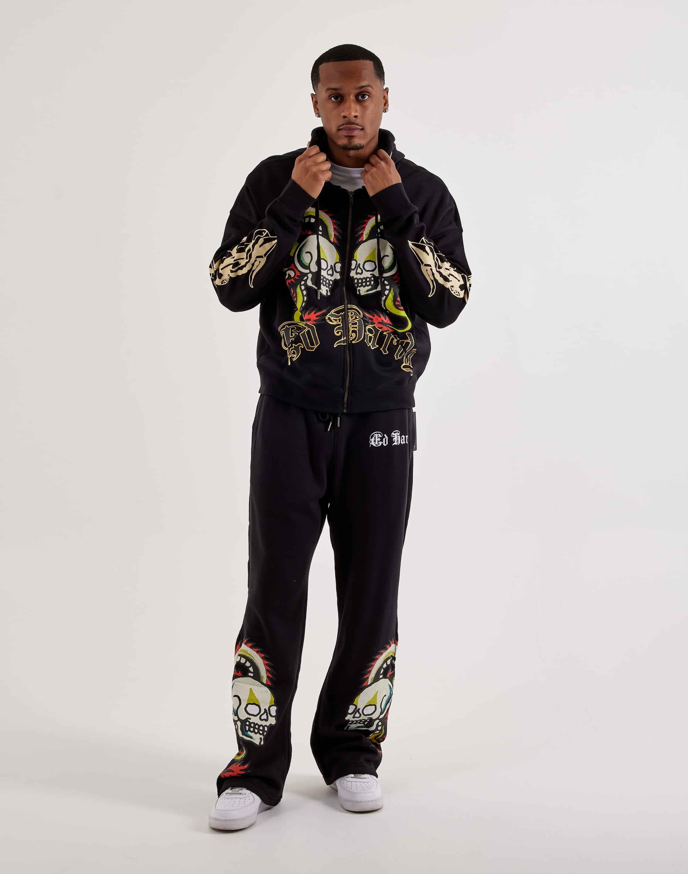 Ed Hardy Dragon Skull Full - Zip Fleece Hoodie