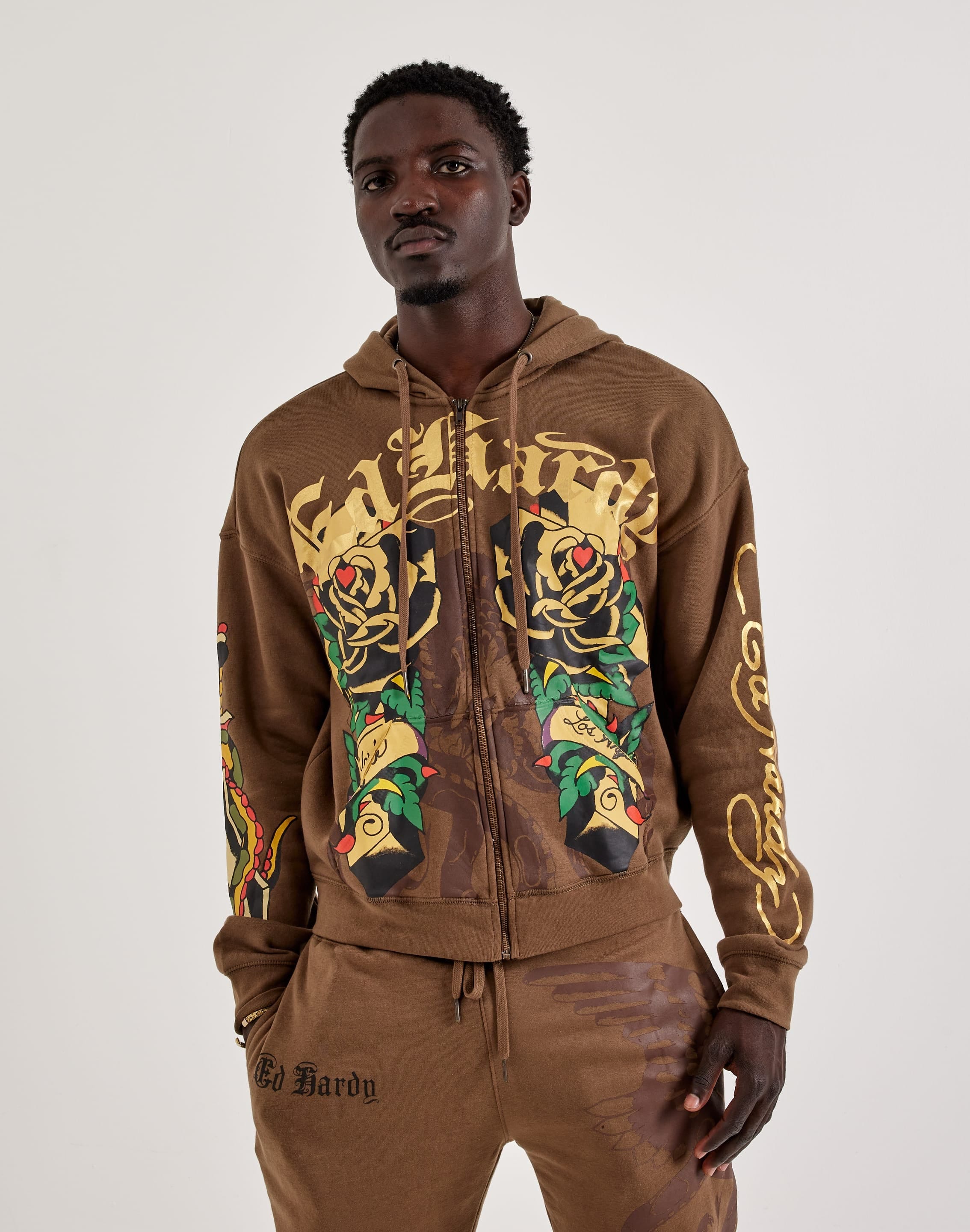 Ed Hardy Cross Full - Zip Fleece Hoodie