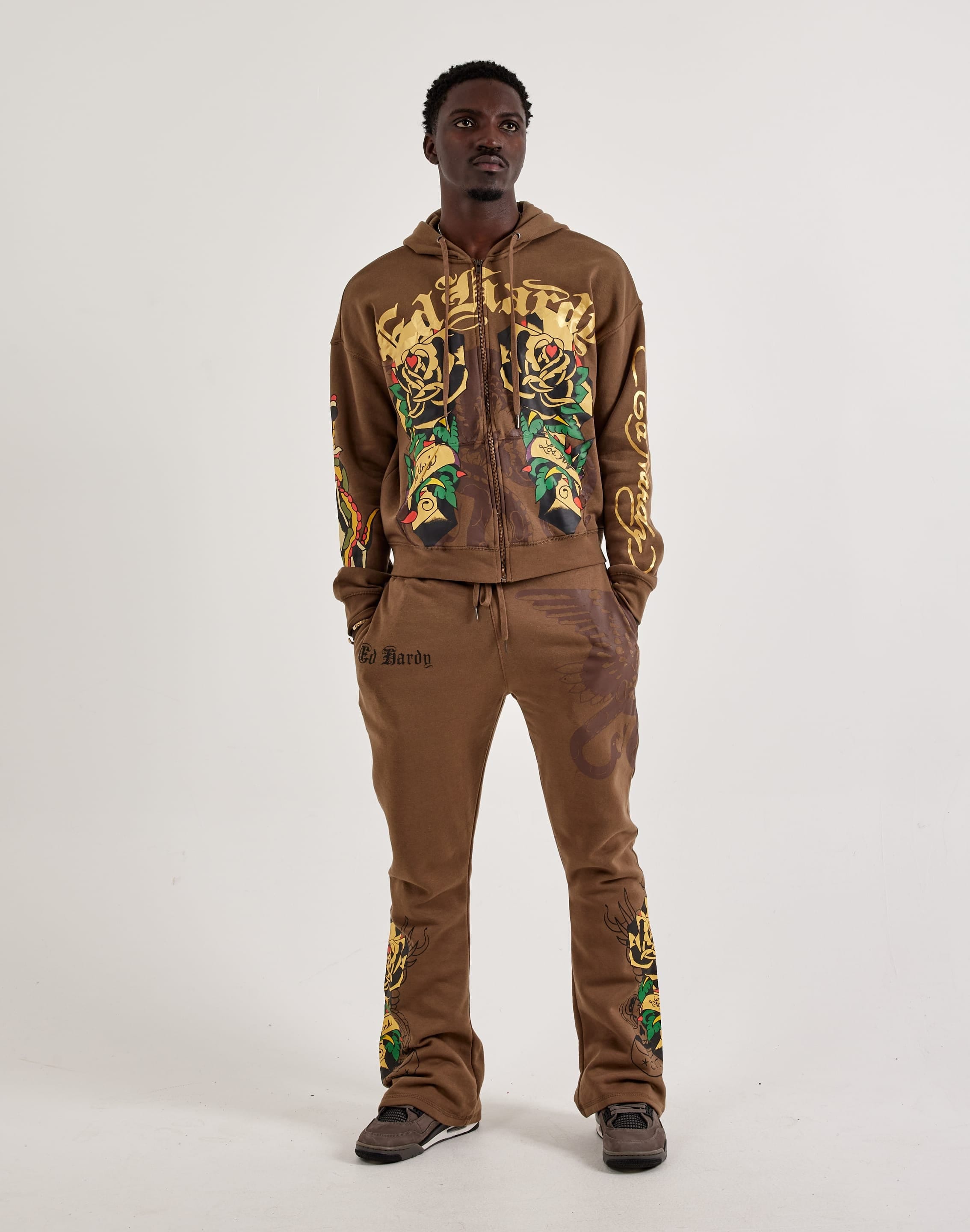 Ed Hardy Cross Full - Zip Fleece Hoodie
