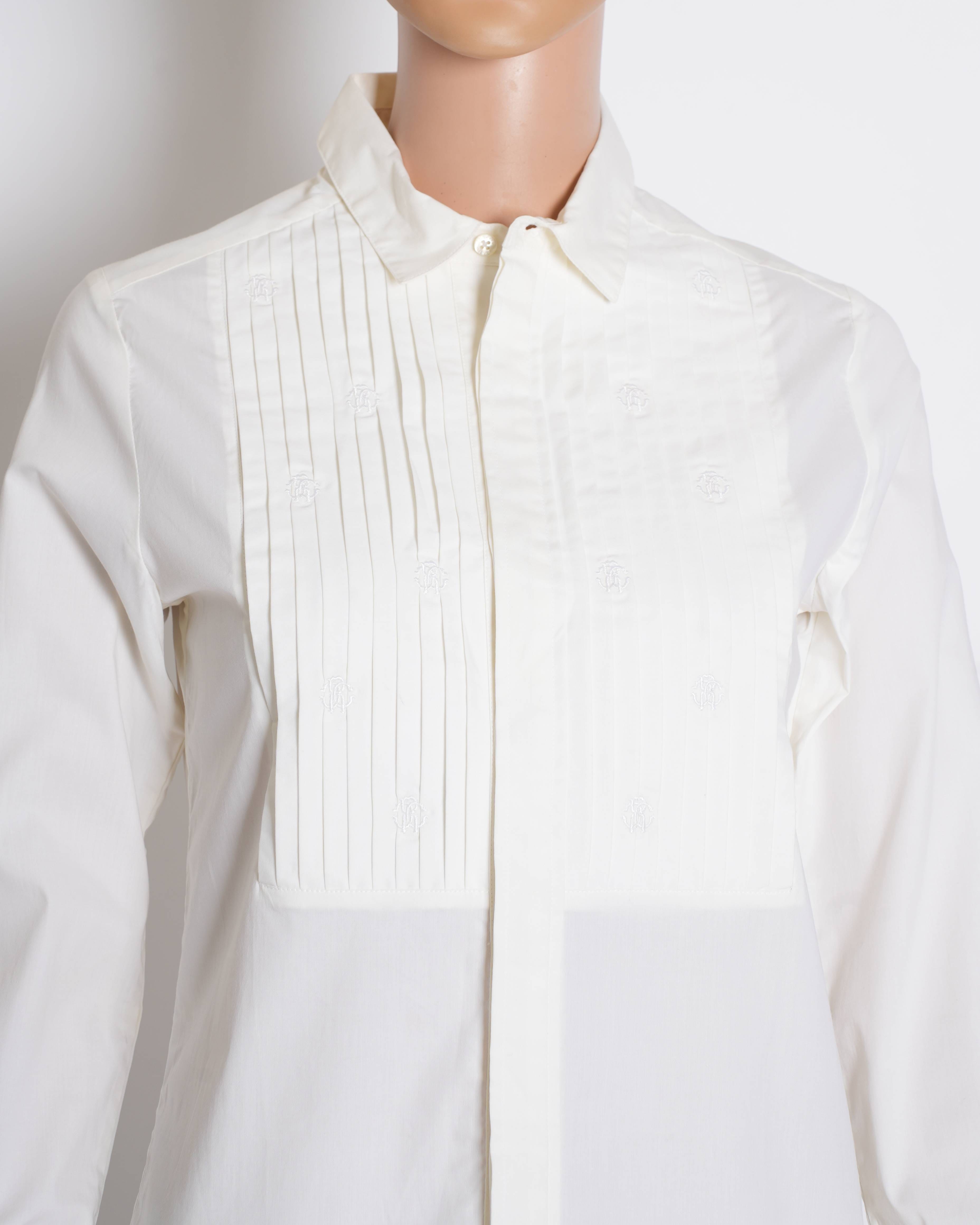 Roberto Cavalli White Pleated Shirt