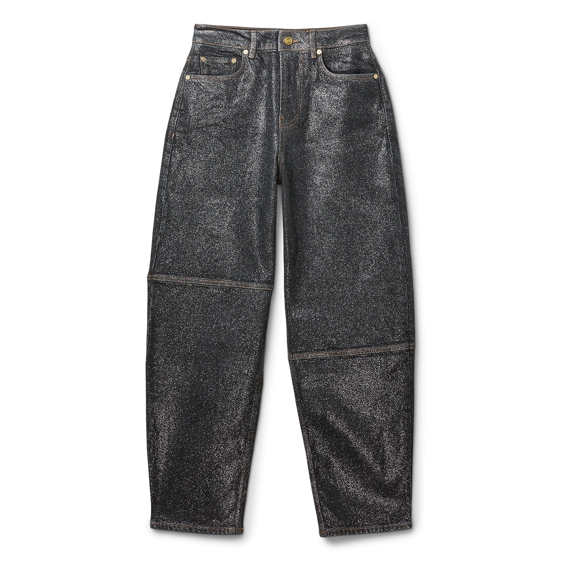 GANNI Shimmery Foil Denim Stary (Washed Black/Black)