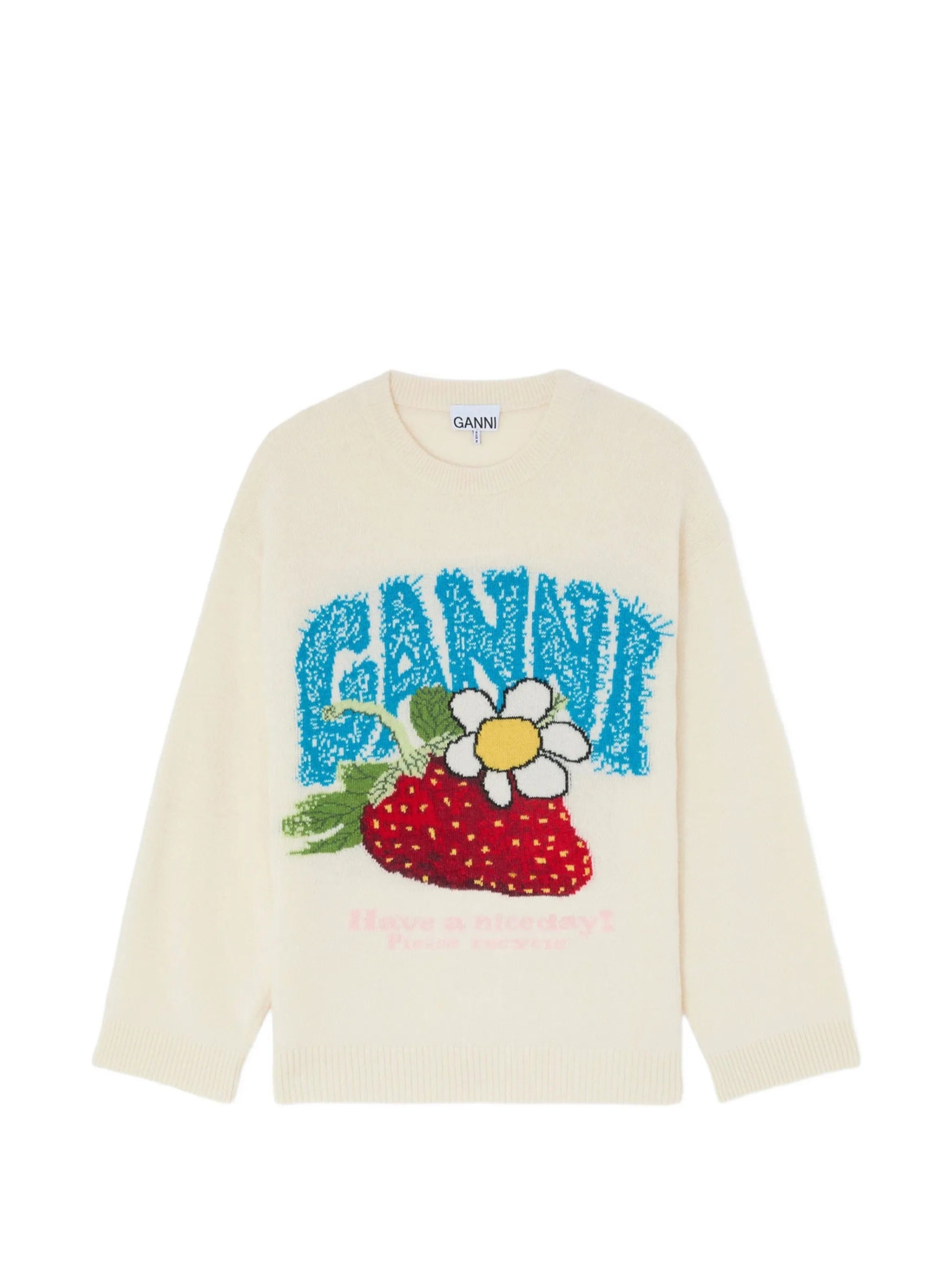 GANNI strawberry - motif intarsia - knit sweater