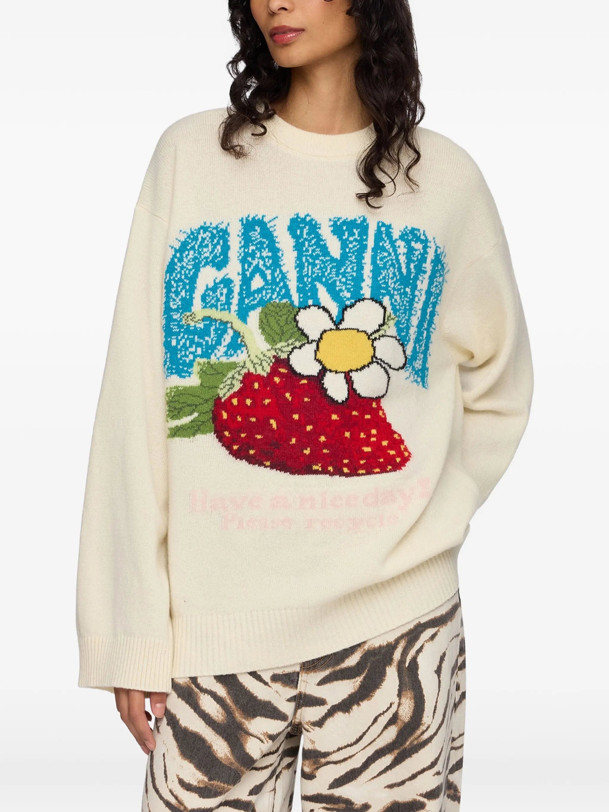 GANNI strawberry - motif intarsia - knit sweater