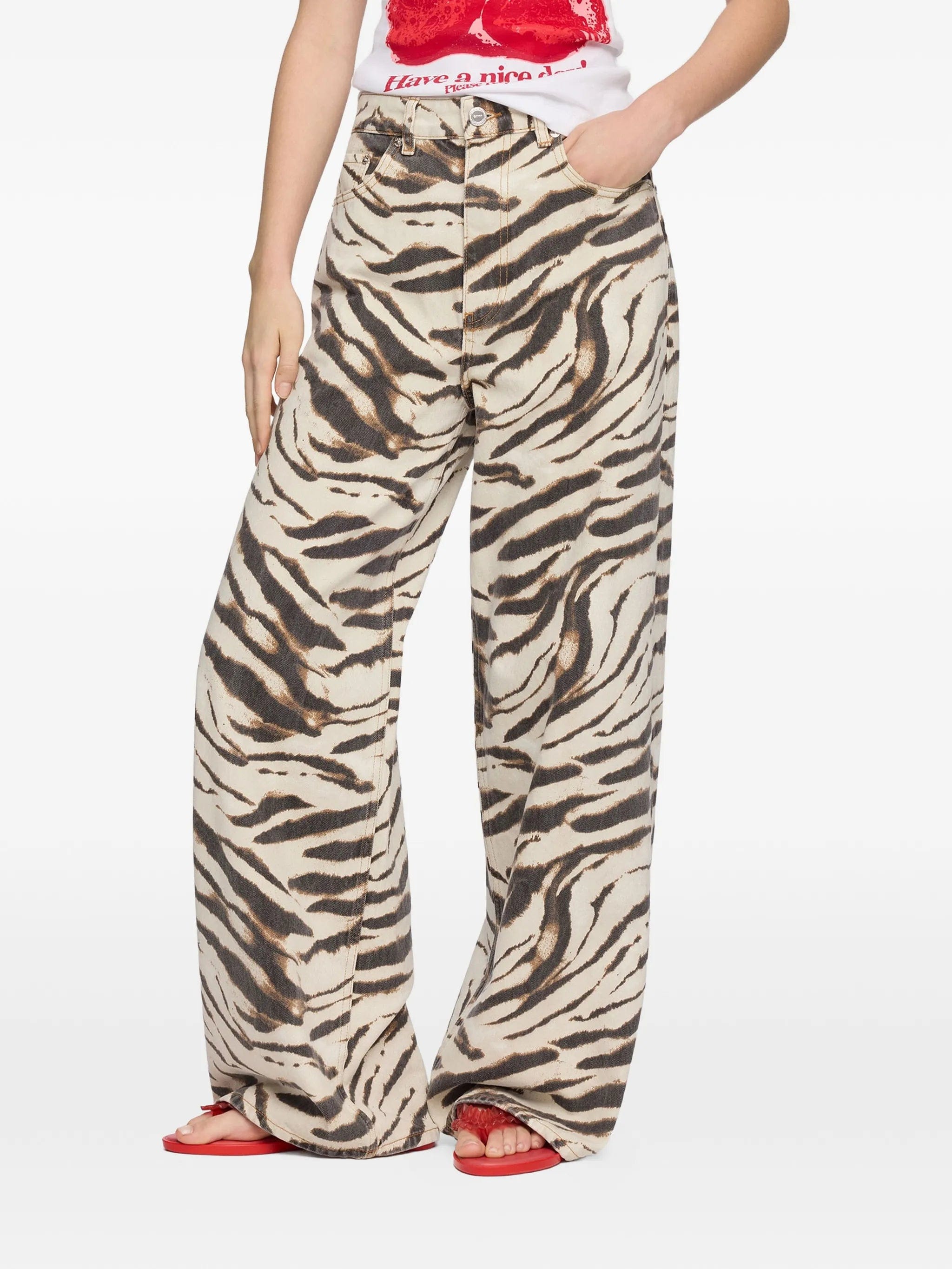 GANNI Lari zebra - print jeans