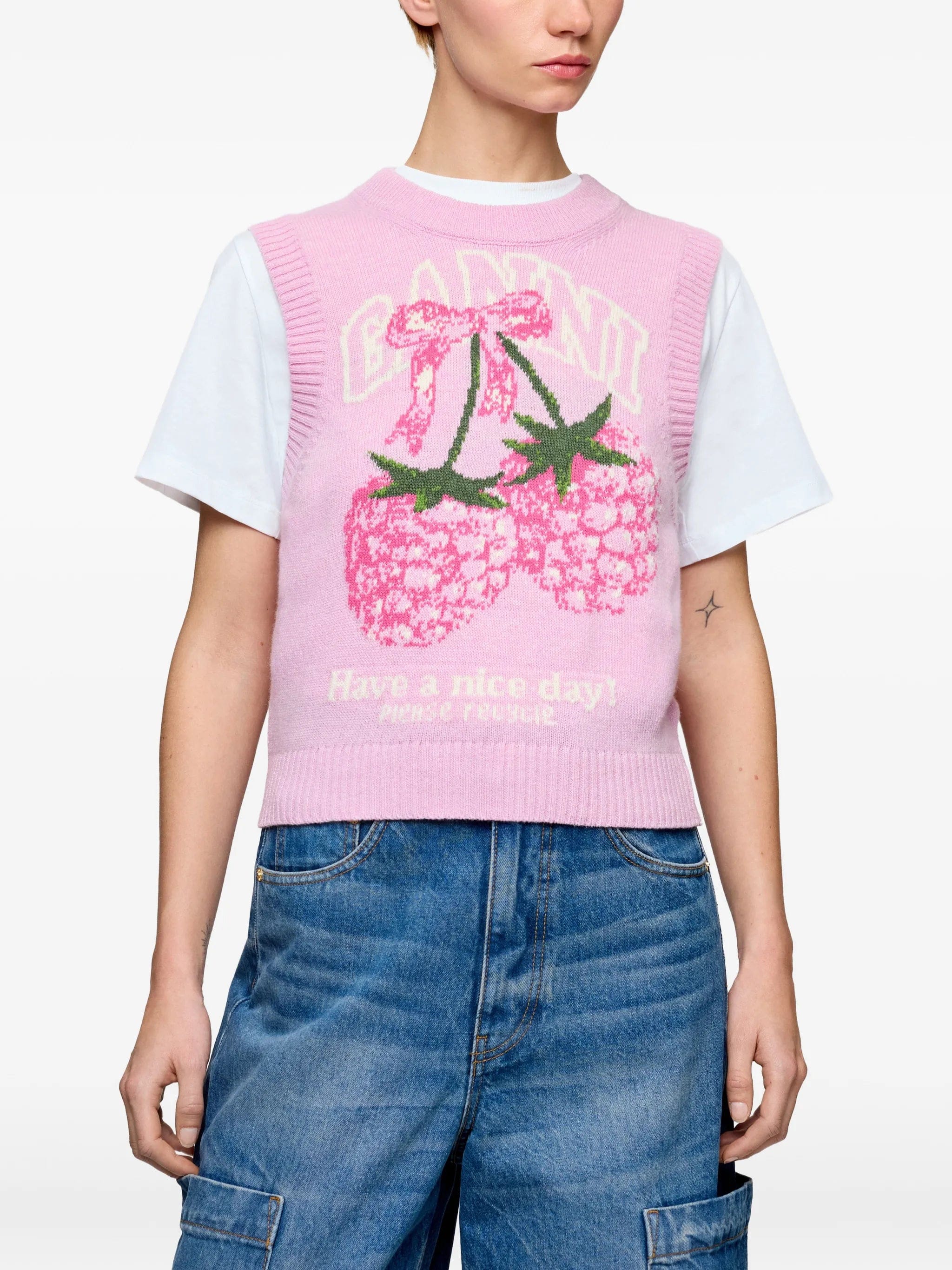 GANNI graphic knitted vest