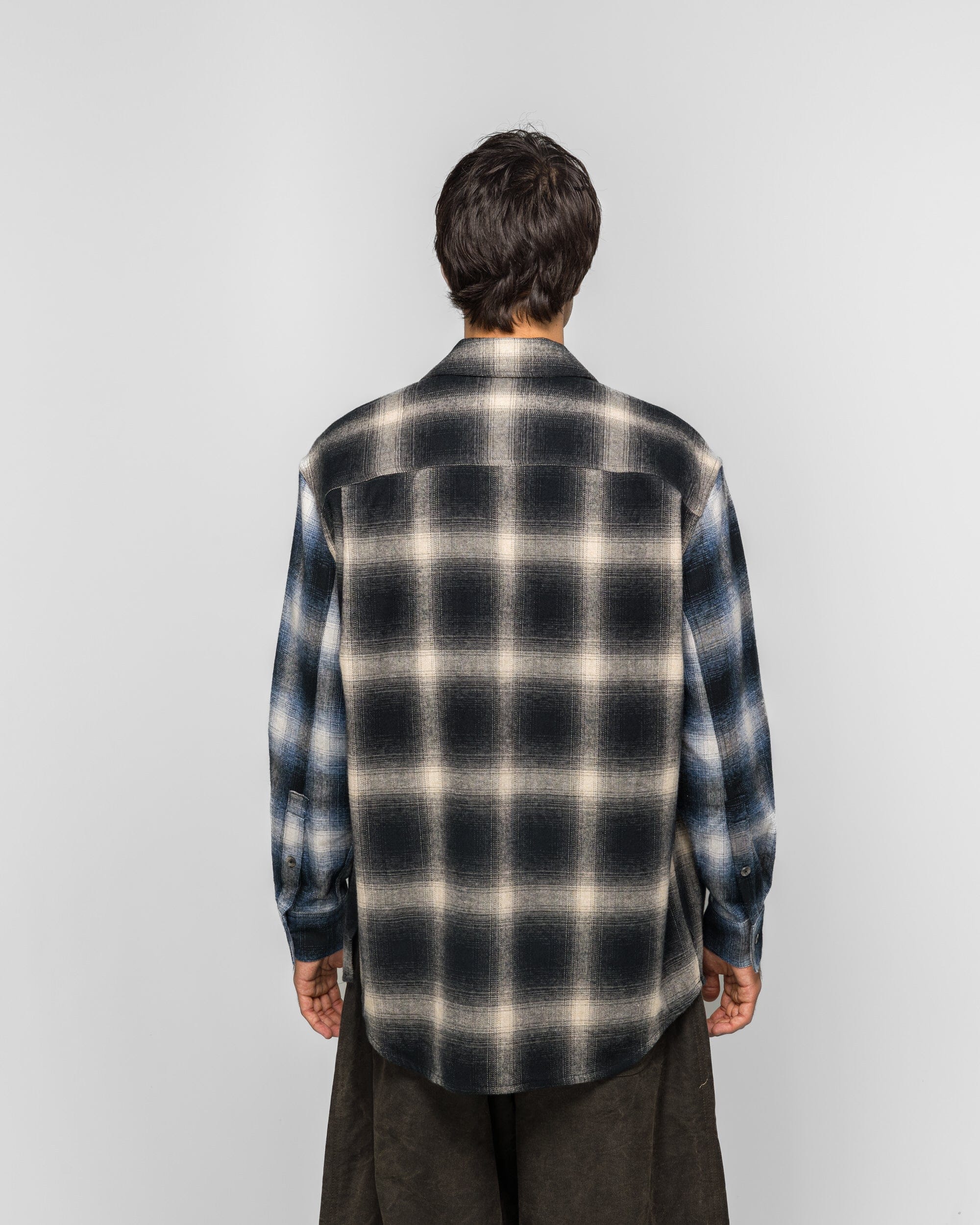 Song For The Mute Pleated Box LS Shirt - Black Tartan Check